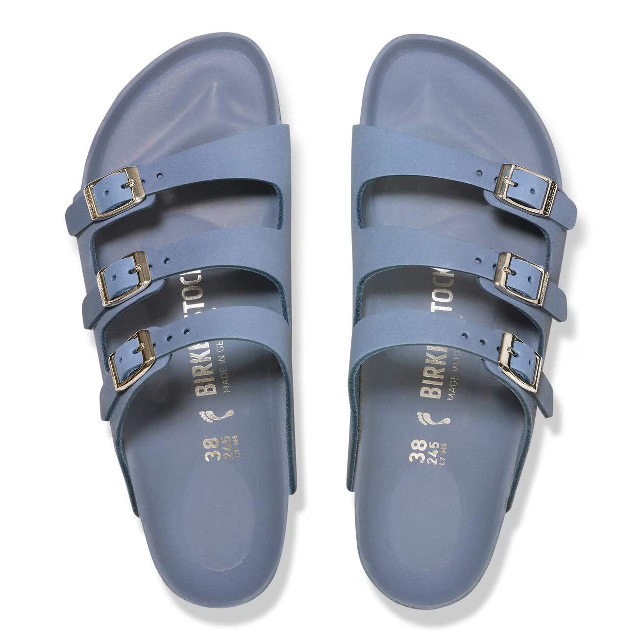 BIRKENSTOCK - FLORIDA FRESH PELLE NUBUCK STONE BLUE