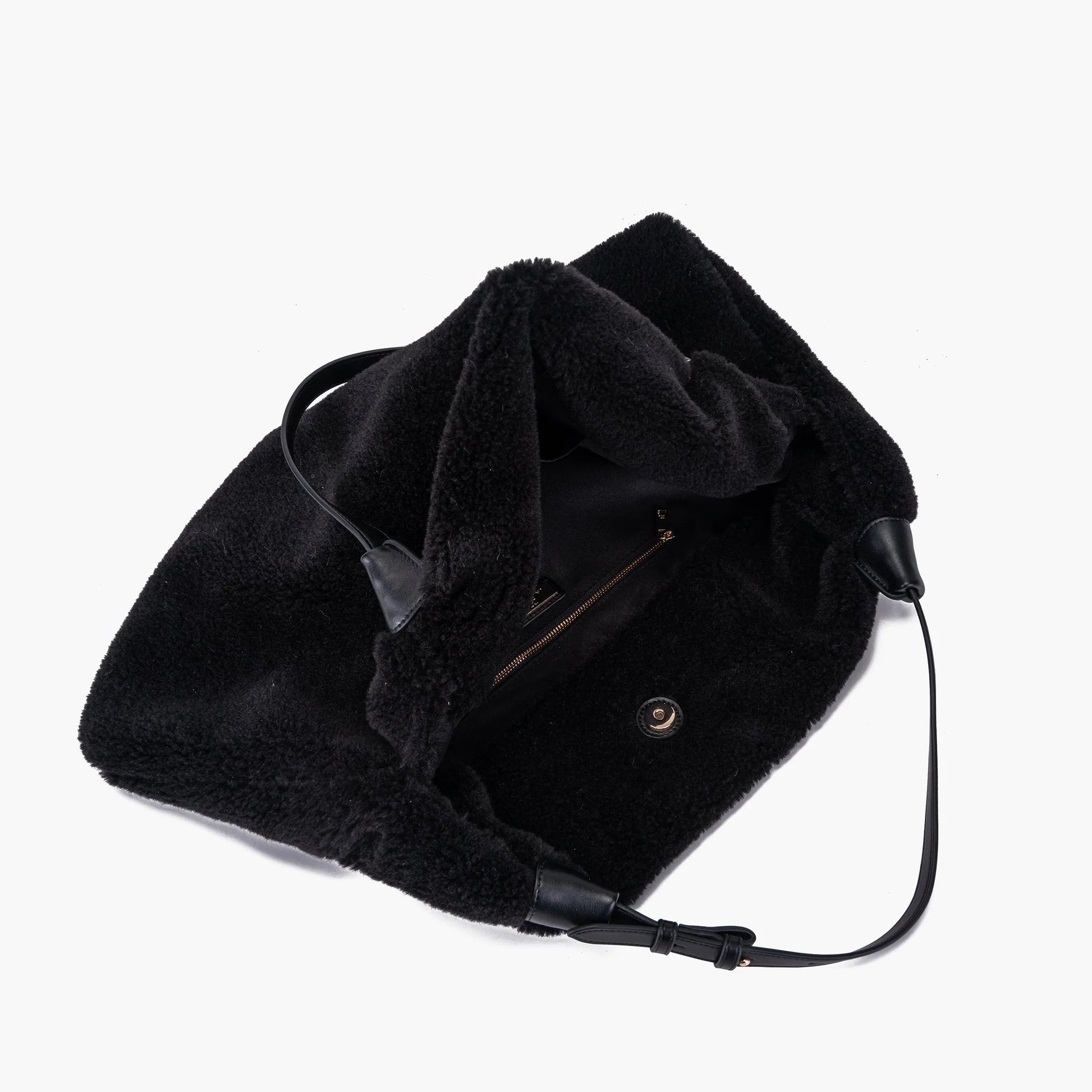 LA CARRIE BAG - BORSA SHOPPING TEDDY BLACK