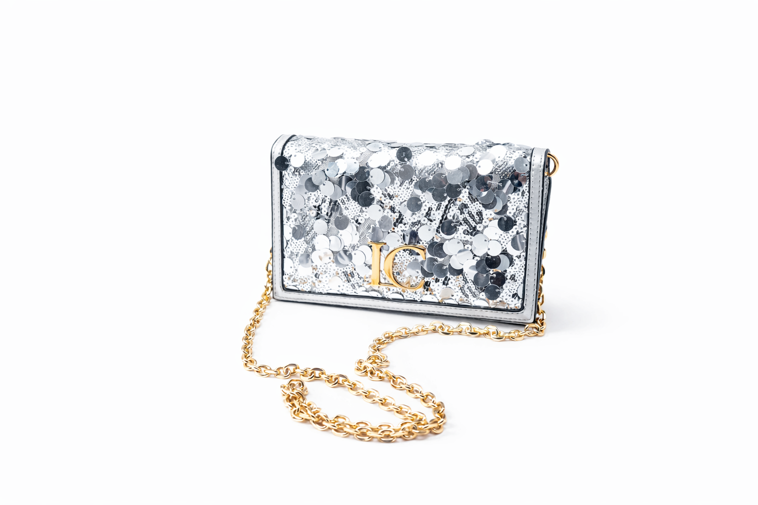 LA CARRIE BAG - POCHETTE PAILLETTES SILVER