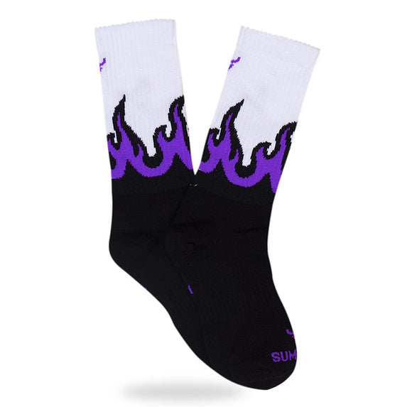 SUMOMIHI - CALZINO FLAME BLACK-WHITE PURPLE