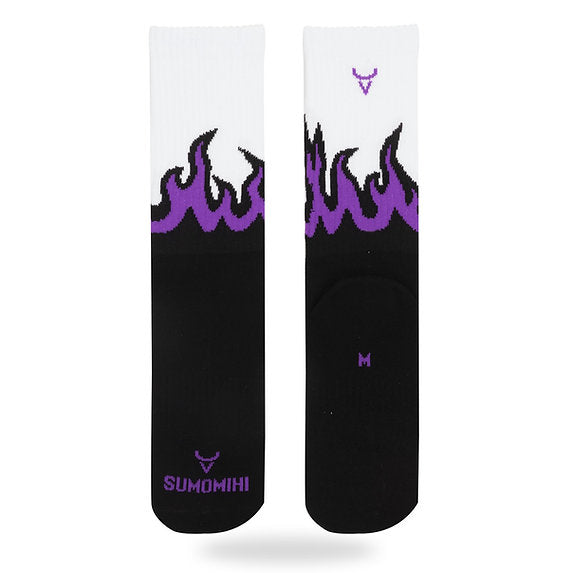 SUMOMIHI - CALZINO FLAME BLACK-WHITE PURPLE