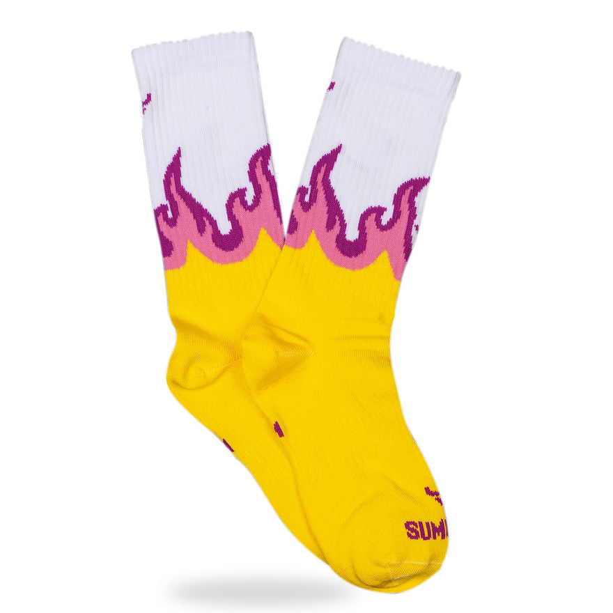 SUMOMIHI - CALZINO FLAME YELLOW-WHITE SPCK