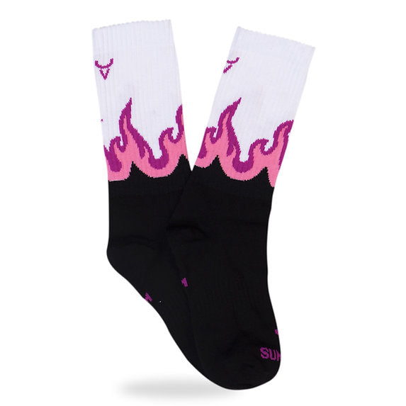 SUMOMIHI - CALZINO FLAME BLACK-WHITE FUCSIA