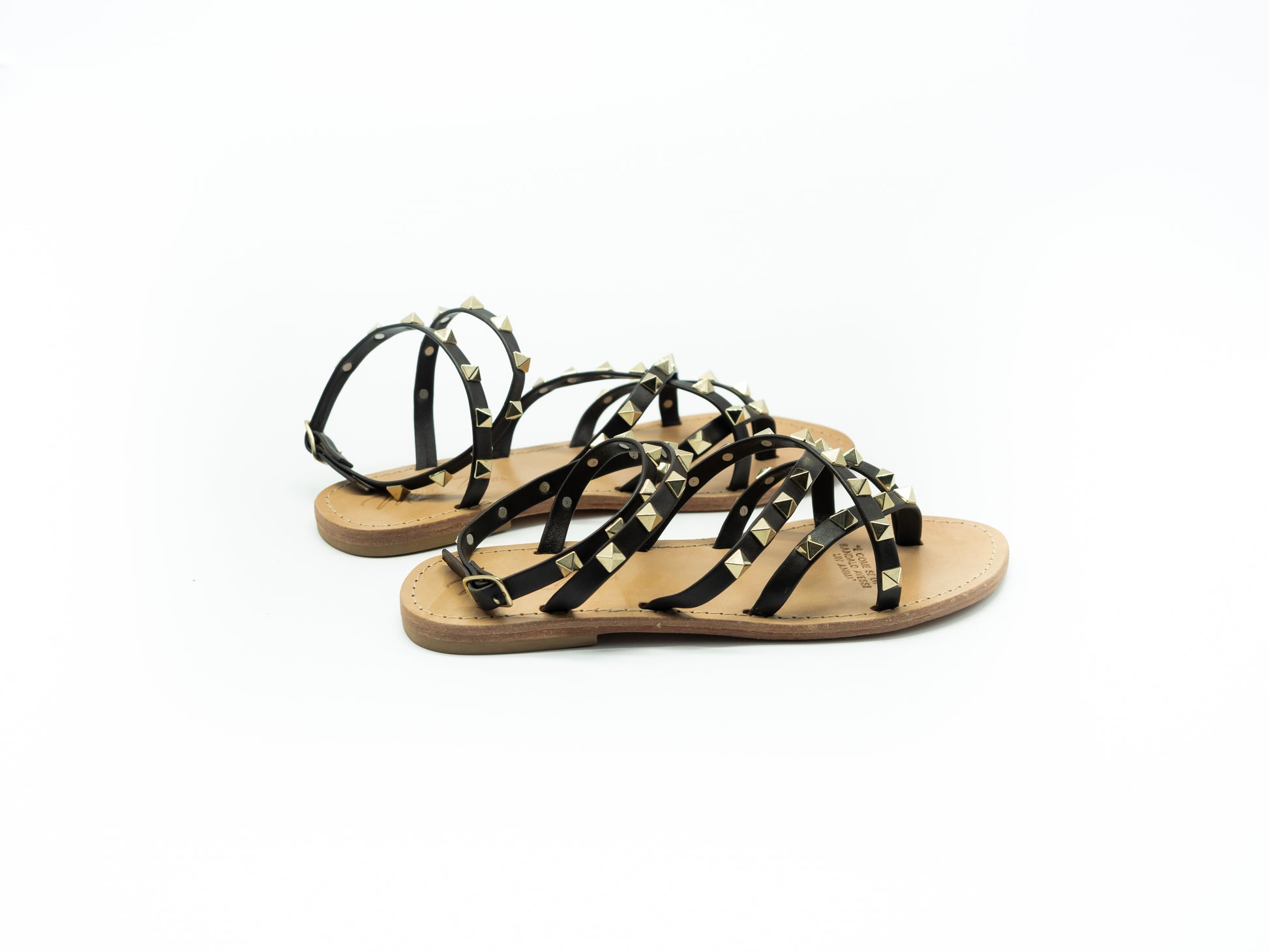 MIM MAR - SANDALO  PELLE MARRONE BORCHIE