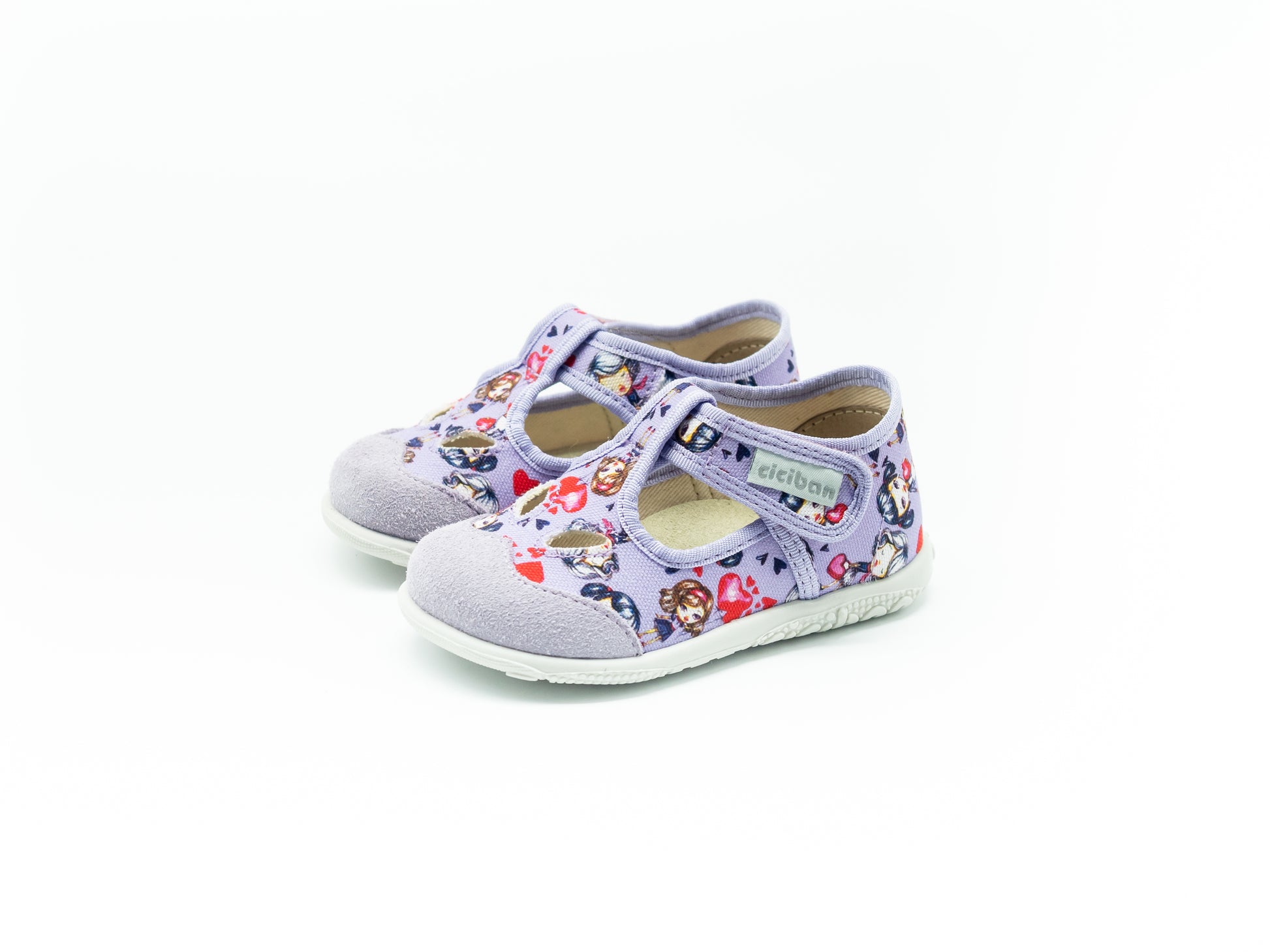 CICIBAN - SANDALO CHIUSO DUE BUCHI CUORICINI LILLA