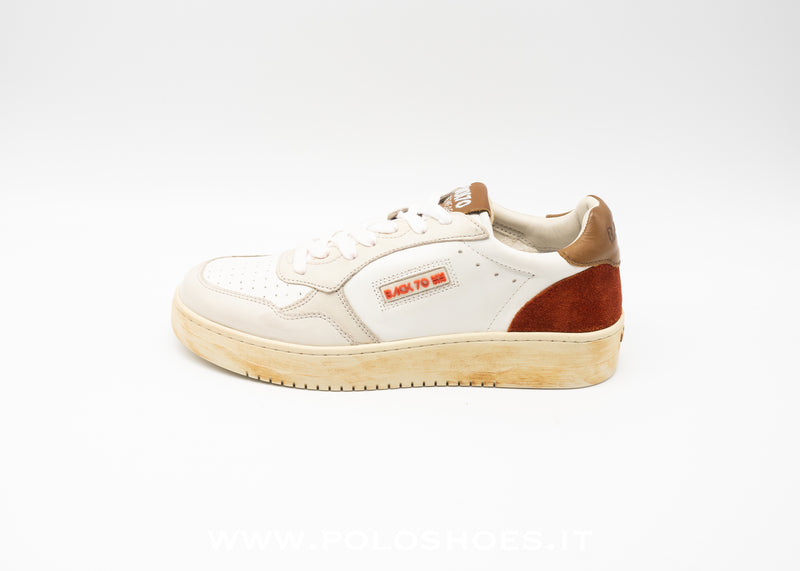 BACK70 - SNEAKERS WHITE SUEDE ORANGE