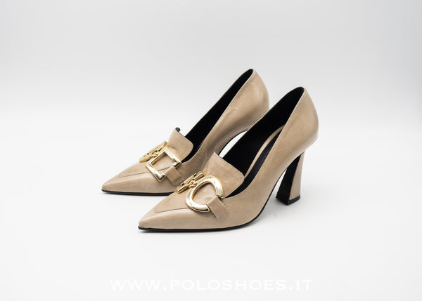 COUTURE - MOCASSINO TACCO BEIGE