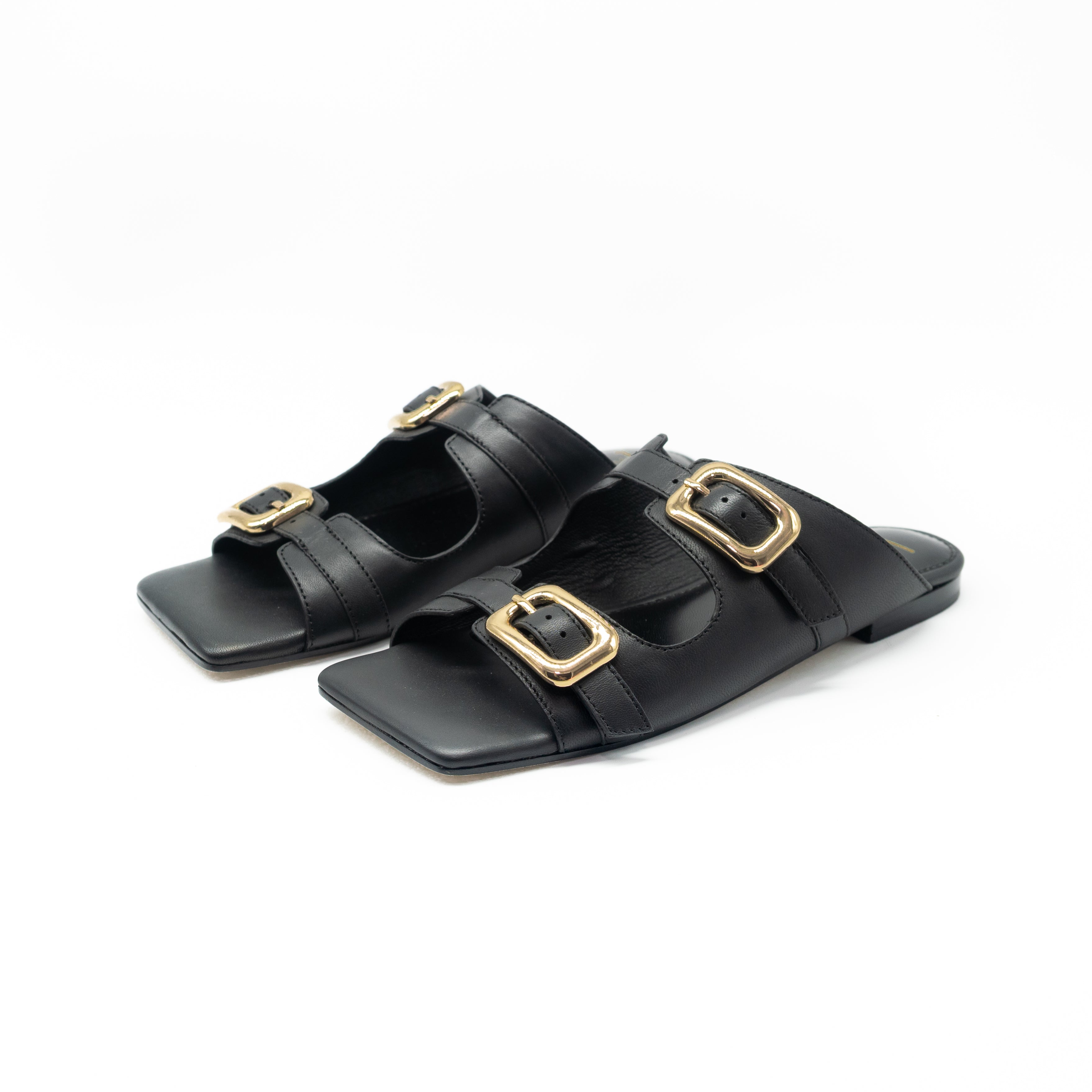 CORRIDONI MILANO - SANDALO CIABATTA FIBBIE BLACK