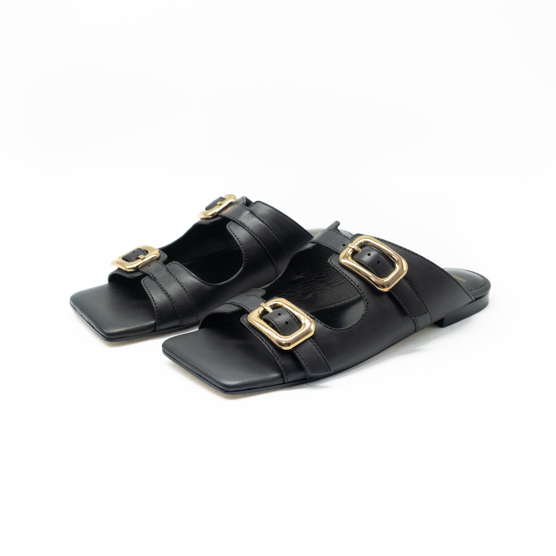 CORRIDONI MILANO - SANDALO CIABATTA FIBBIE BLACK