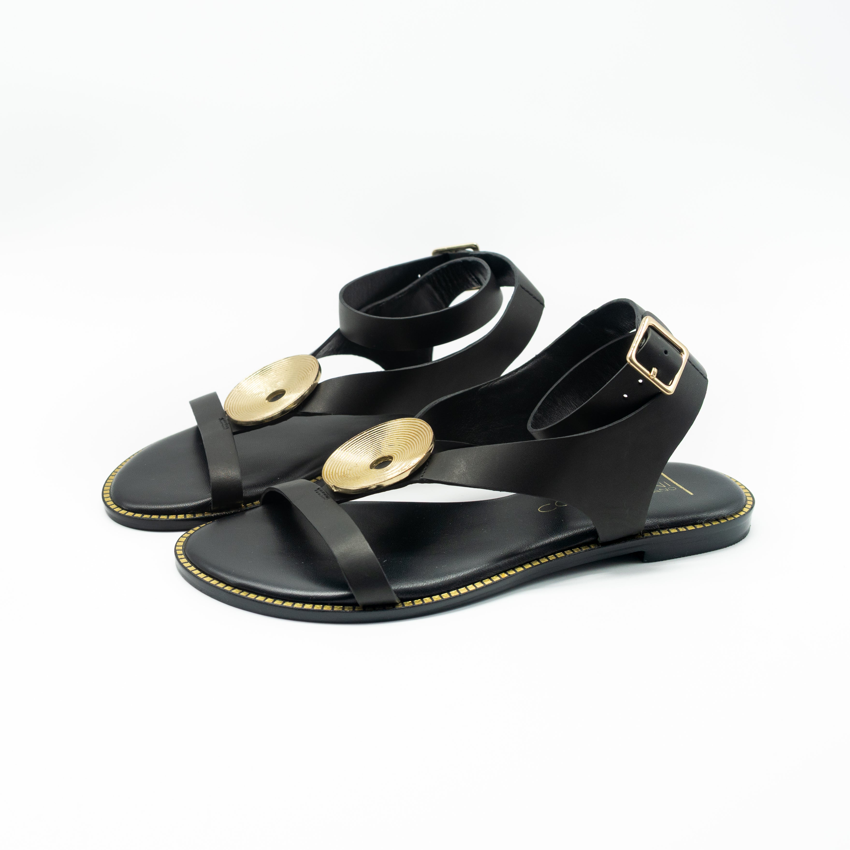 CORRIDONI MILANO - SANDALO BLACK SPIRALE ORO