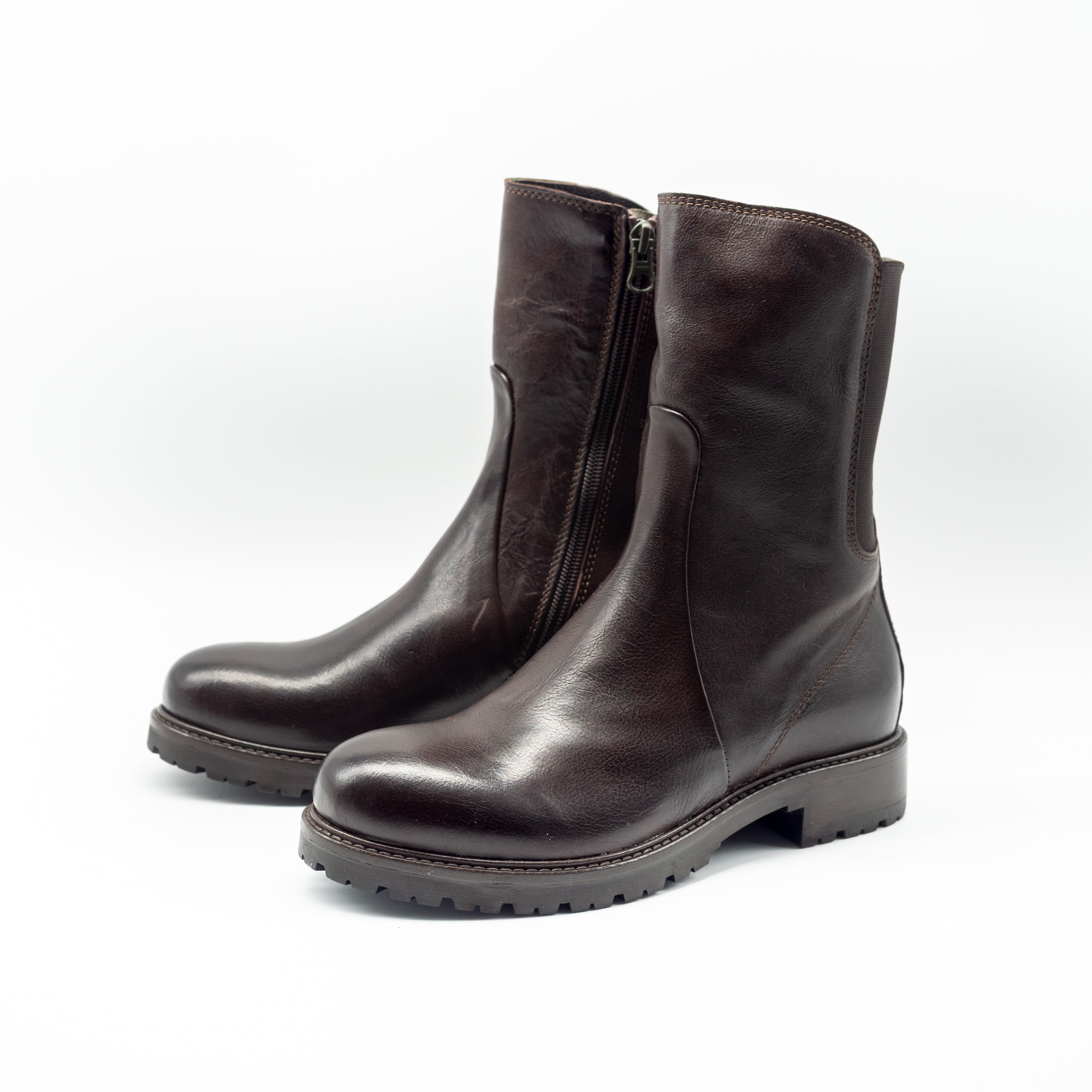 HUNDRED - STIVALETTO BIKER BUFFALO TESTA DI MORO