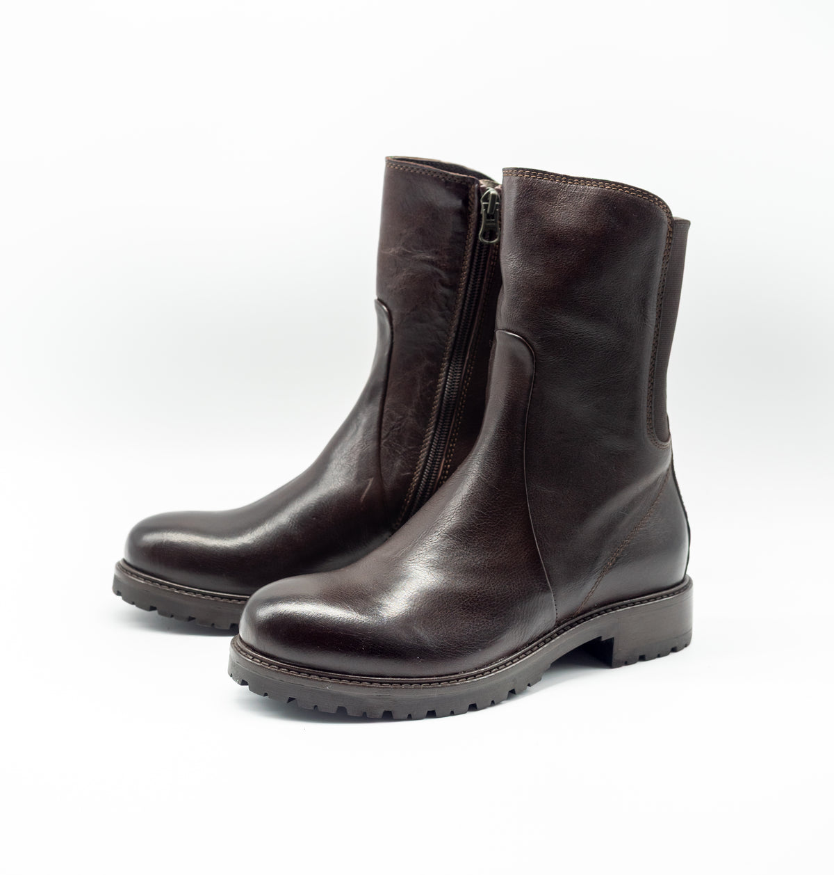 HUNDRED - STIVALETTO BIKER BUFFALO TESTA DI MORO