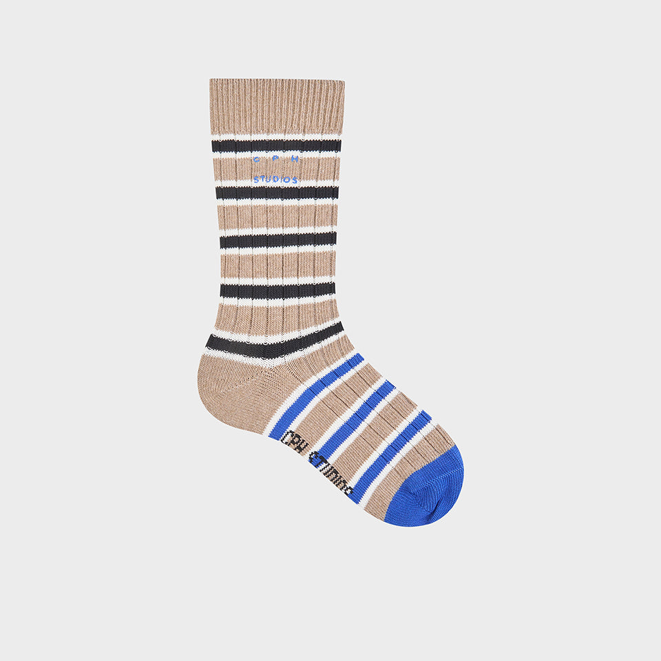 CPH STUDIOS - CPH SOCKS 12 COTTON BLEND BROWN STRIPED