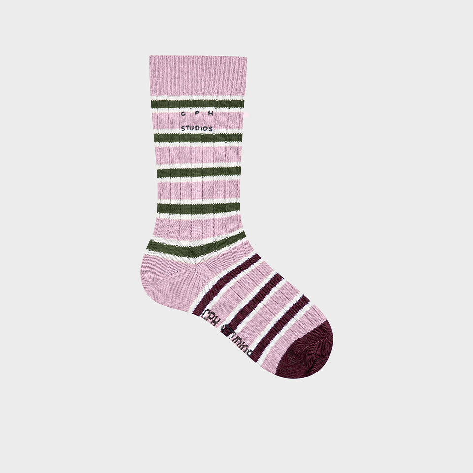 CPH STUDIOS - CPH SOCKS 12 COTTON ROSE  STRIPED