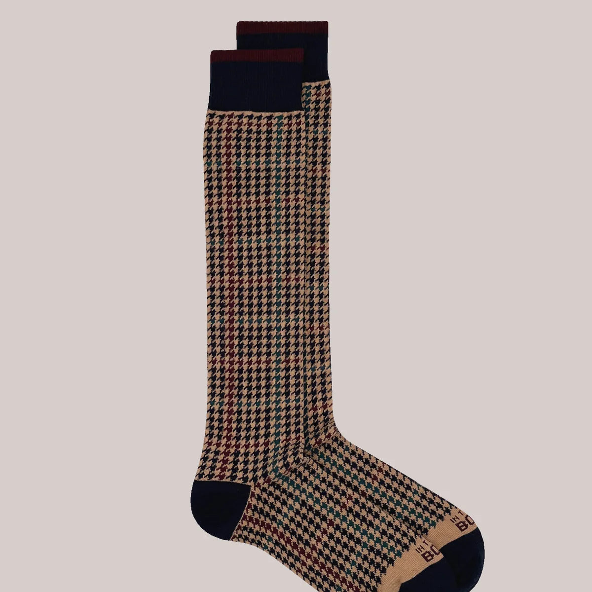 SOX IN THE BOX - CALZA LUNGA TWEED BEIGE BLU BORDEAUX