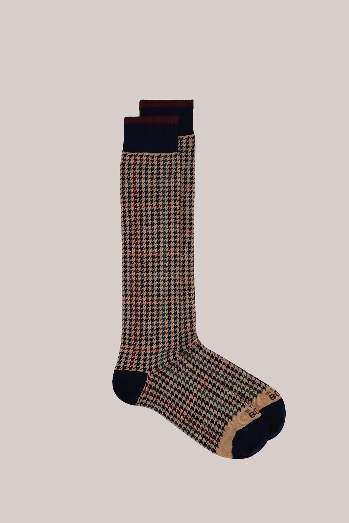 SOX IN THE BOX - CALZA LUNGA TWEED BEIGE BLU BORDEAUX