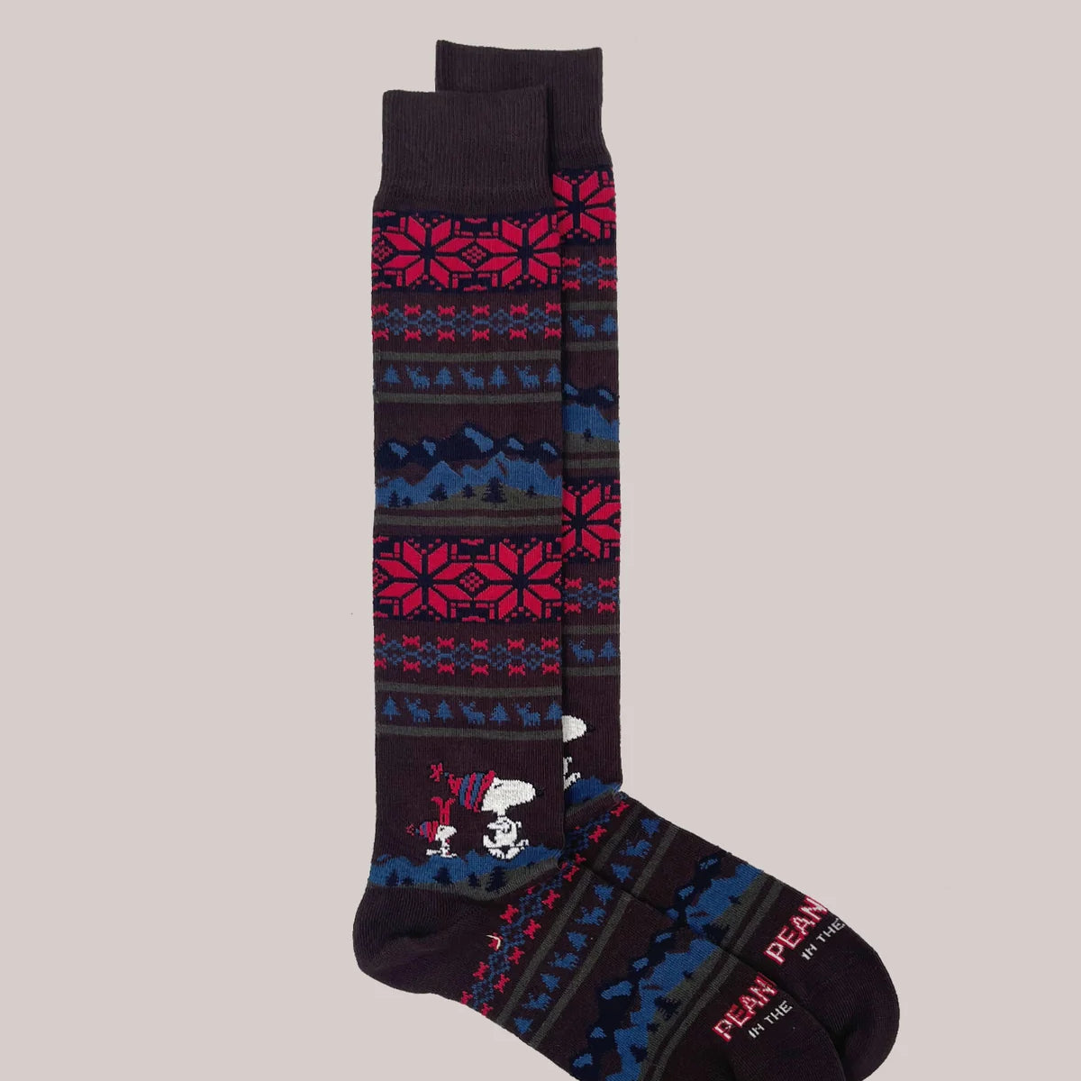 SOX IN THE BOX - CALZE PEANUTS SNOOPY CHRISTMAS STRIPES MARRONE