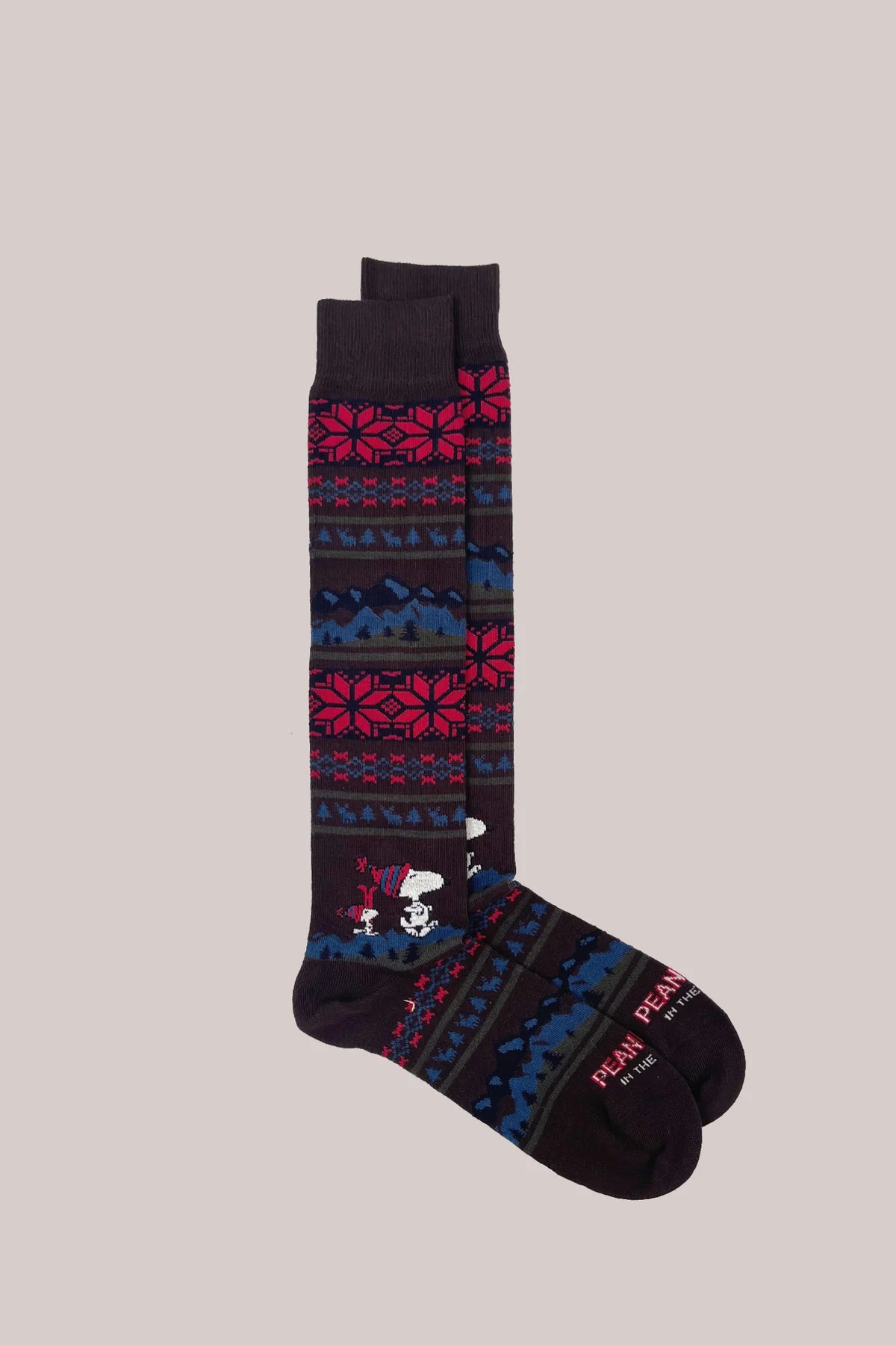 SOX IN THE BOX - CALZE PEANUTS SNOOPY CHRISTMAS STRIPES MARRONE