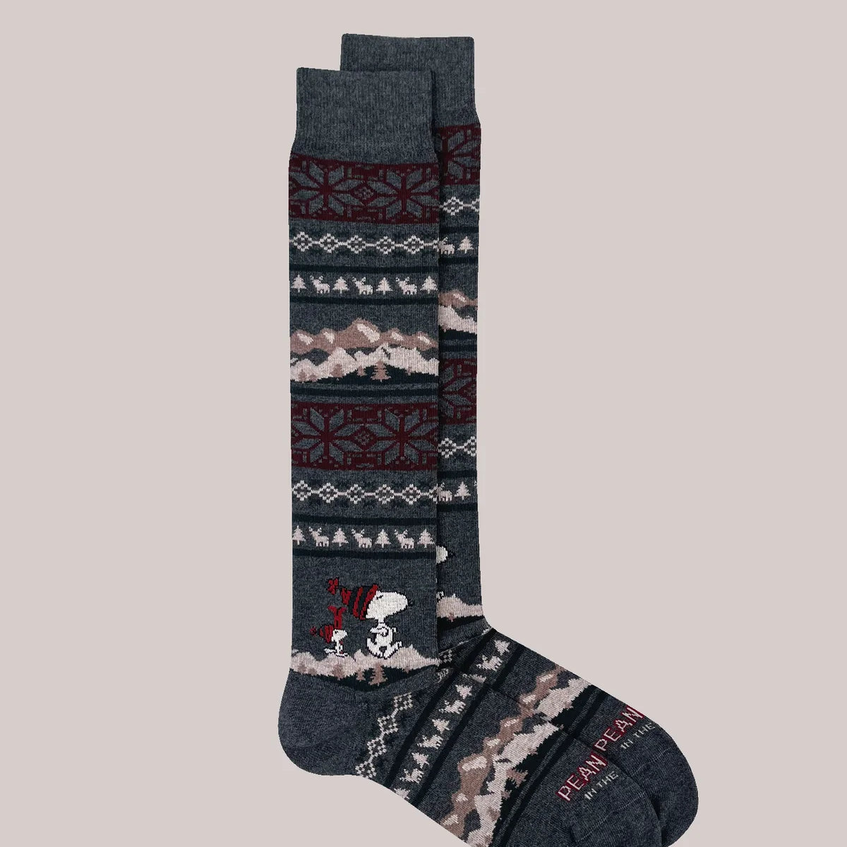 SOX IN THE BOX - CALZE PEANUTS SNOOPY CHRISTMAS STRIPES GRIGIO SCURO
