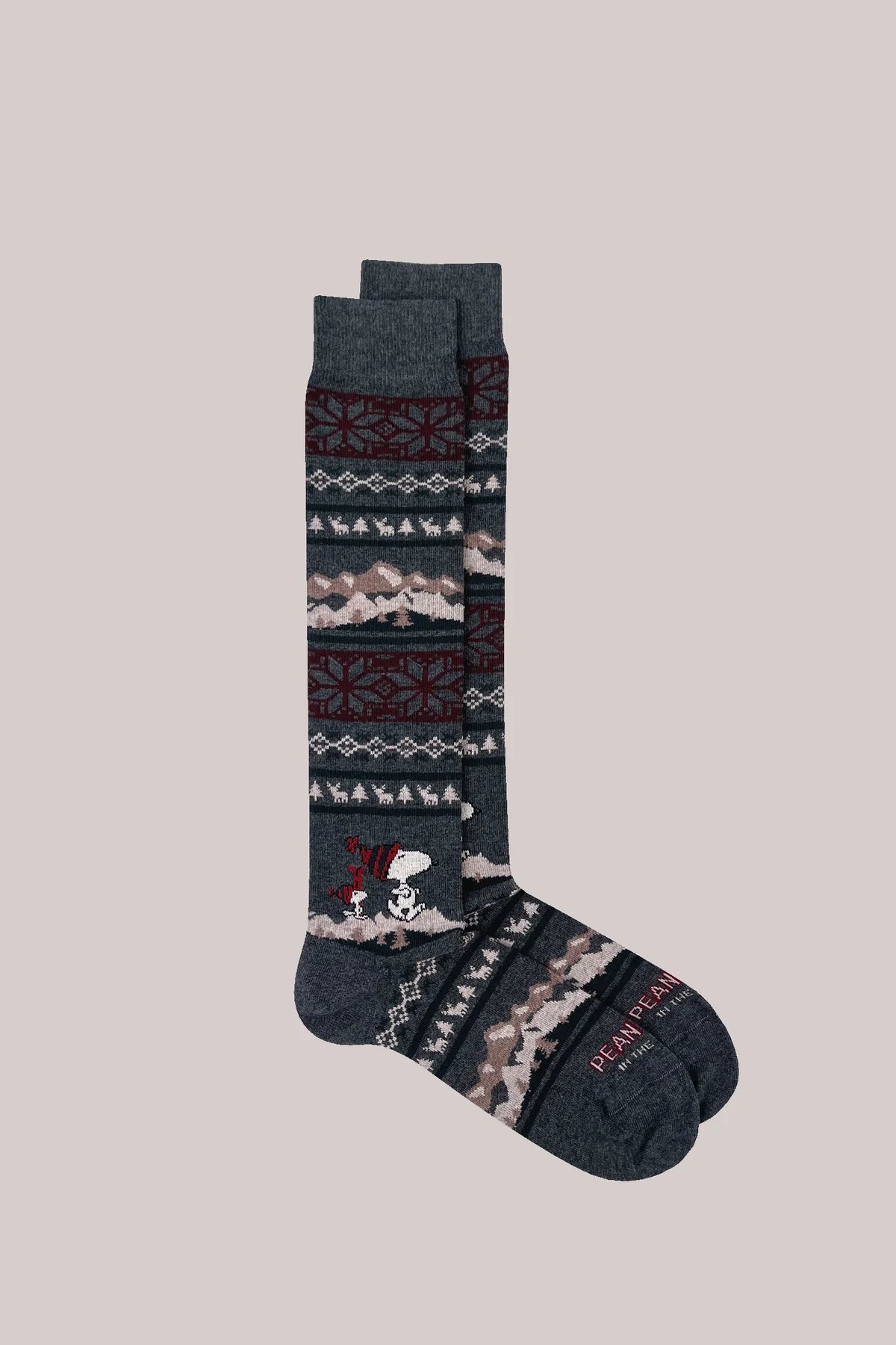 SOX IN THE BOX - CALZE PEANUTS SNOOPY CHRISTMAS STRIPES GRIGIO SCURO