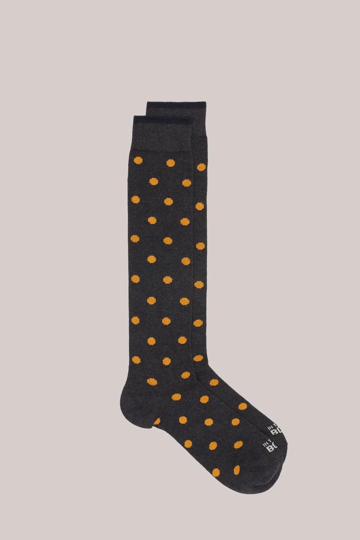 SOX IN THE BOX - CALZE LUNGHE POIS BICOLORE GRIGIO SCURO / GIALLO