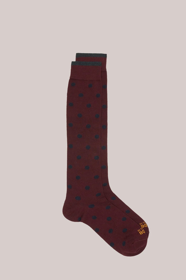 SOX IN THE BOX - CALZE LUNGHE POIS BICOLORE BORDEAUX / BLU
