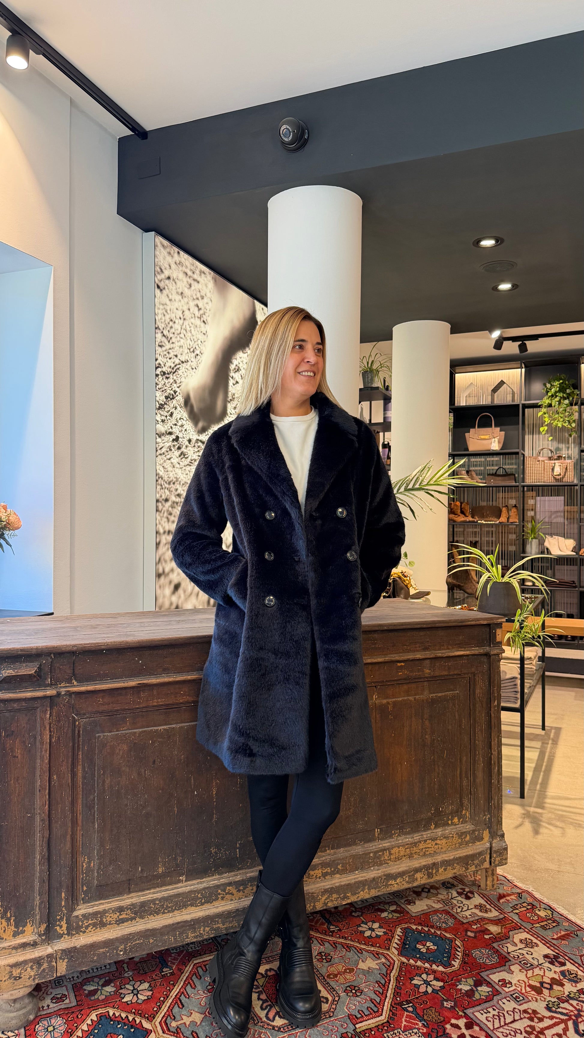 GOA GOA - CAPPOTTO LIORA  IN ECOPELLICCIA NAVY BLUE