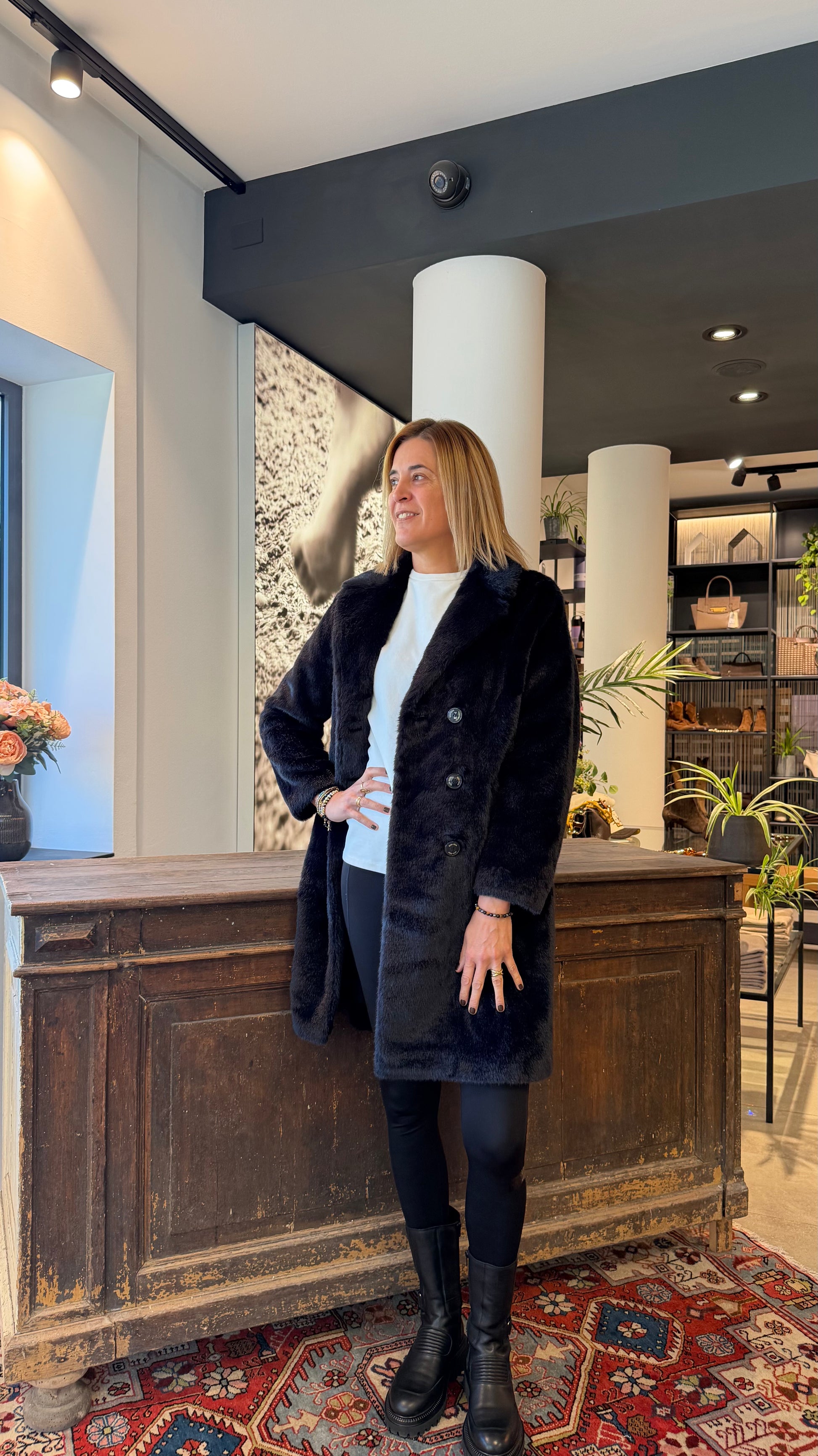 GOA GOA - CAPPOTTO LIORA  IN ECOPELLICCIA NAVY BLUE