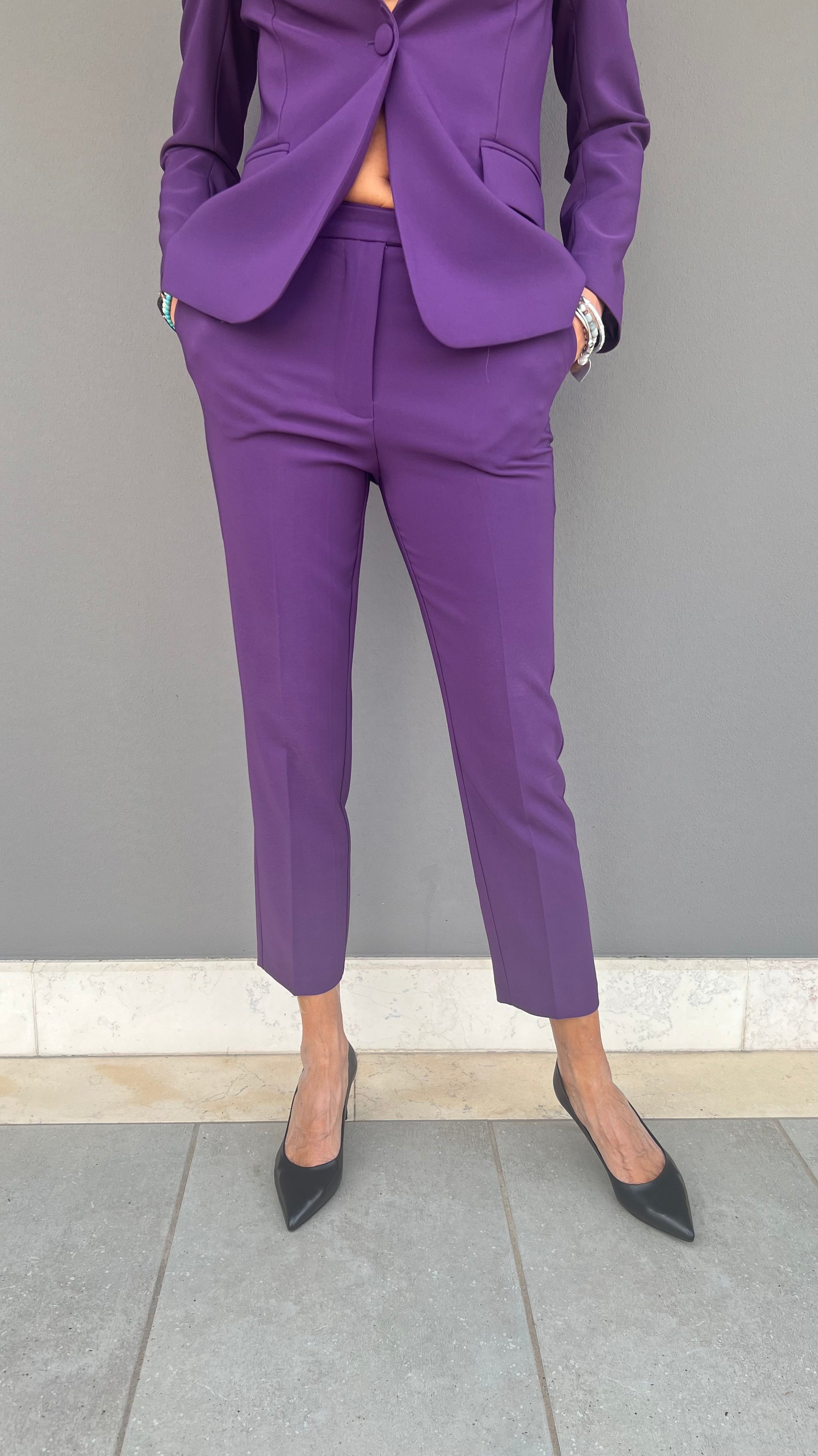 FUTUR3 - PANTALONE GAMBA STRETTA VIOLA