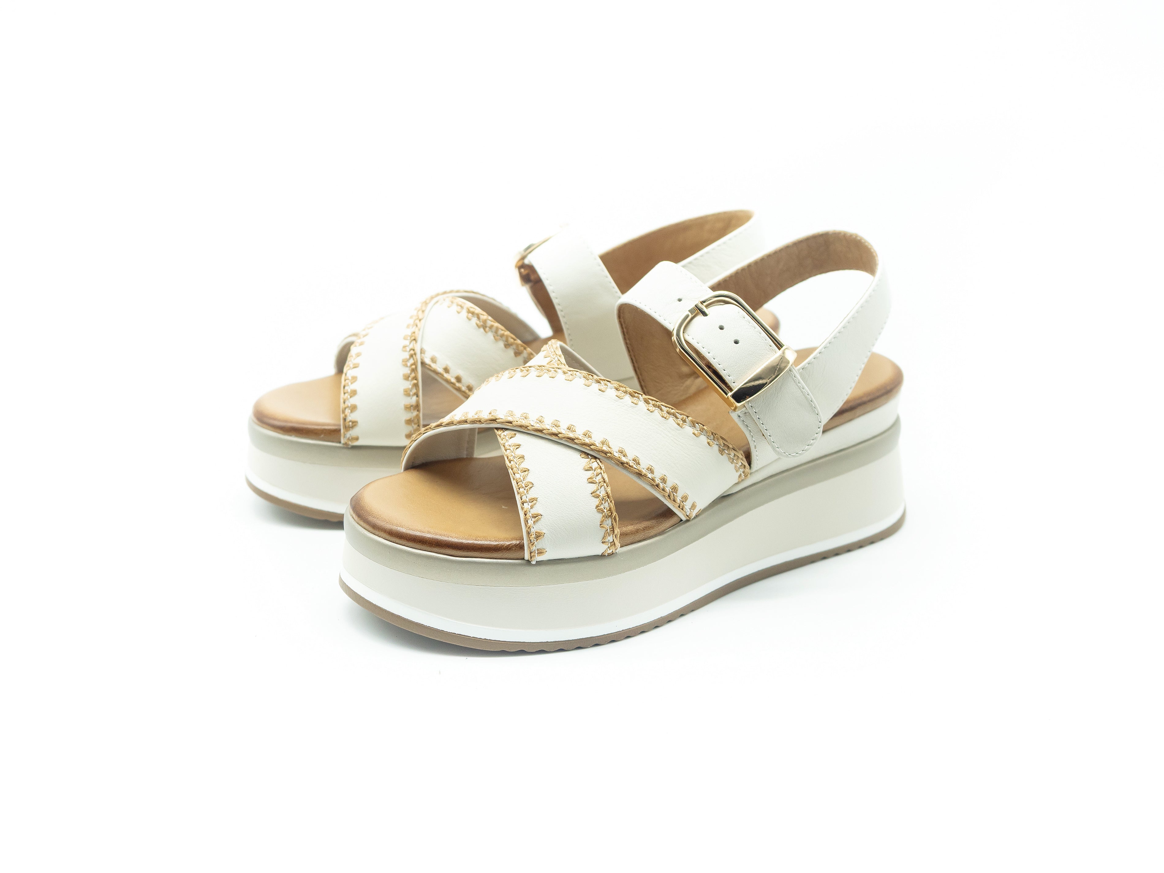 INUOVO - SANDALO ZEPPA ECRU