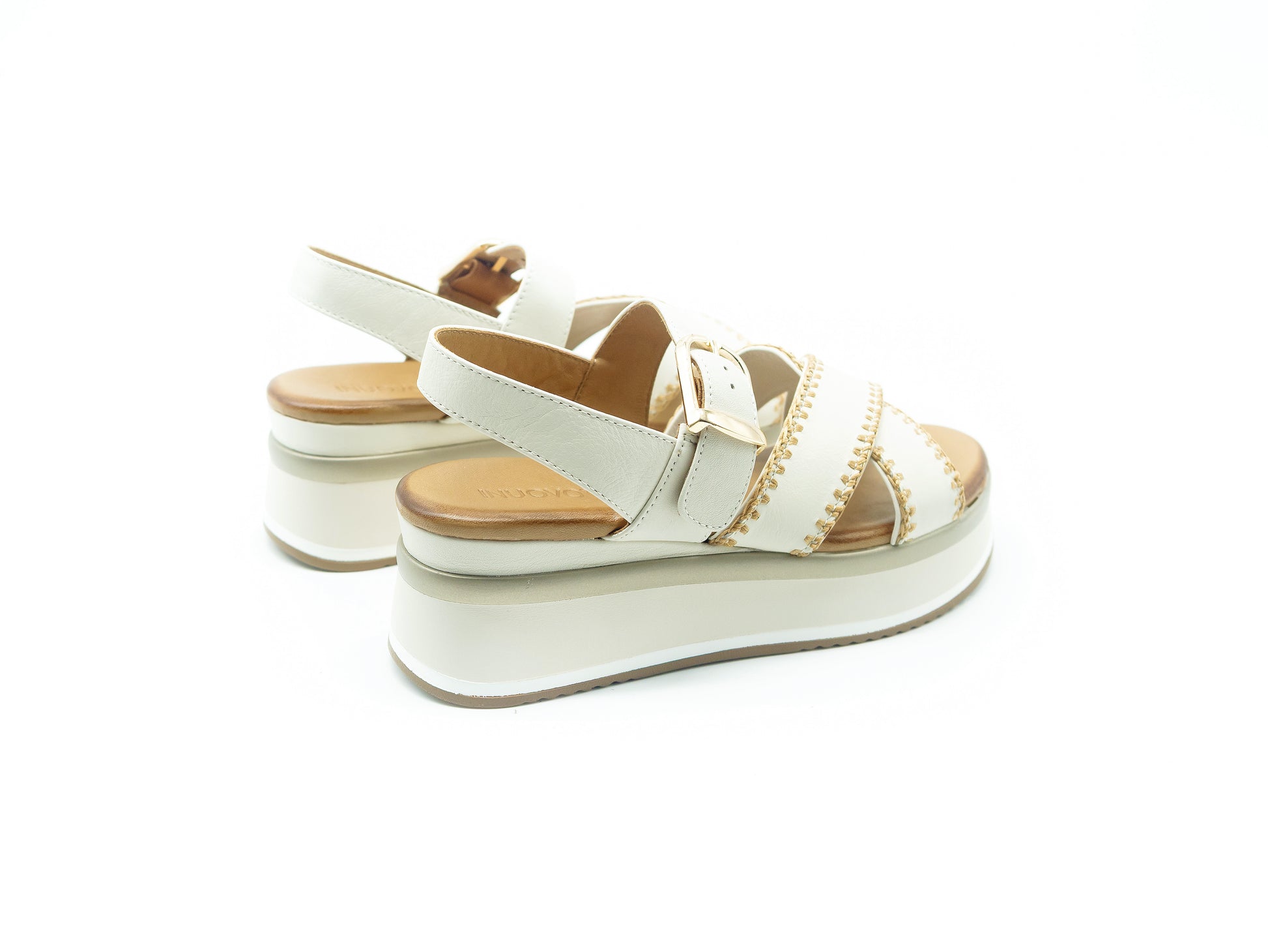 INUOVO - SANDALO ZEPPA ECRU