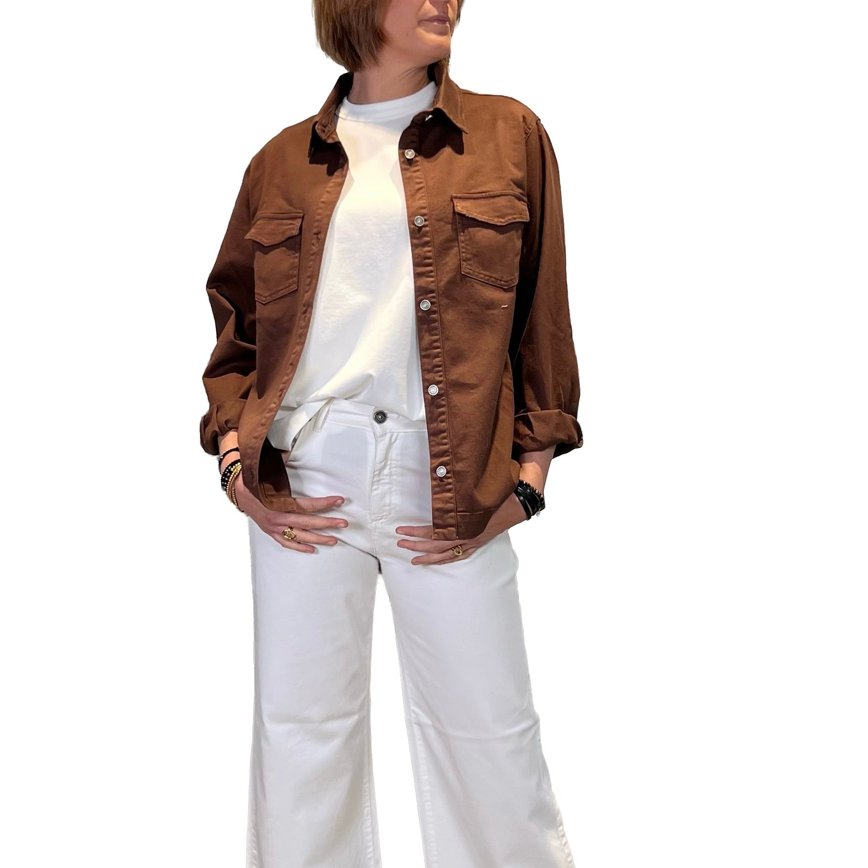 GOD SAVE DENIM - CAMICIA JEANS OVER  DEMETRA 9 CIOCCOLATO