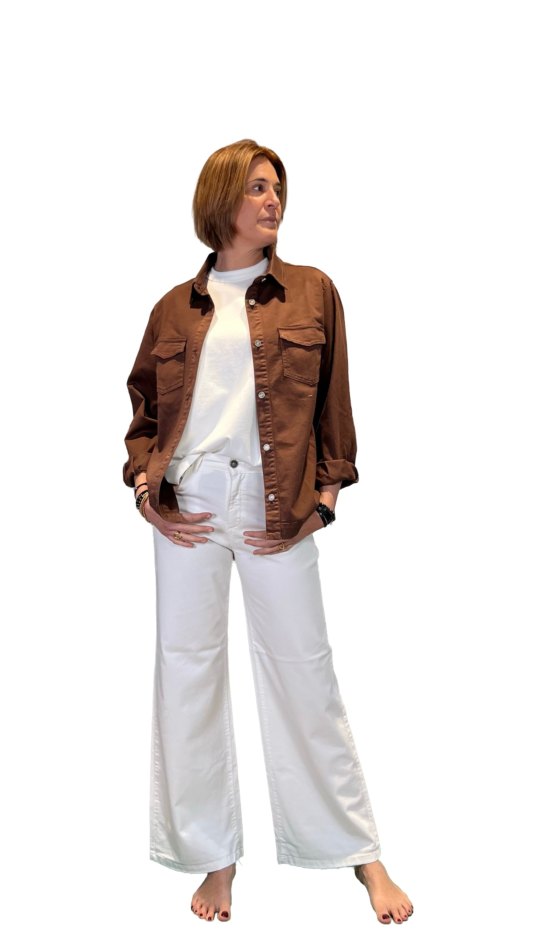 GOD SAVE DENIM - CAMICIA JEANS OVER  DEMETRA 9 CIOCCOLATO