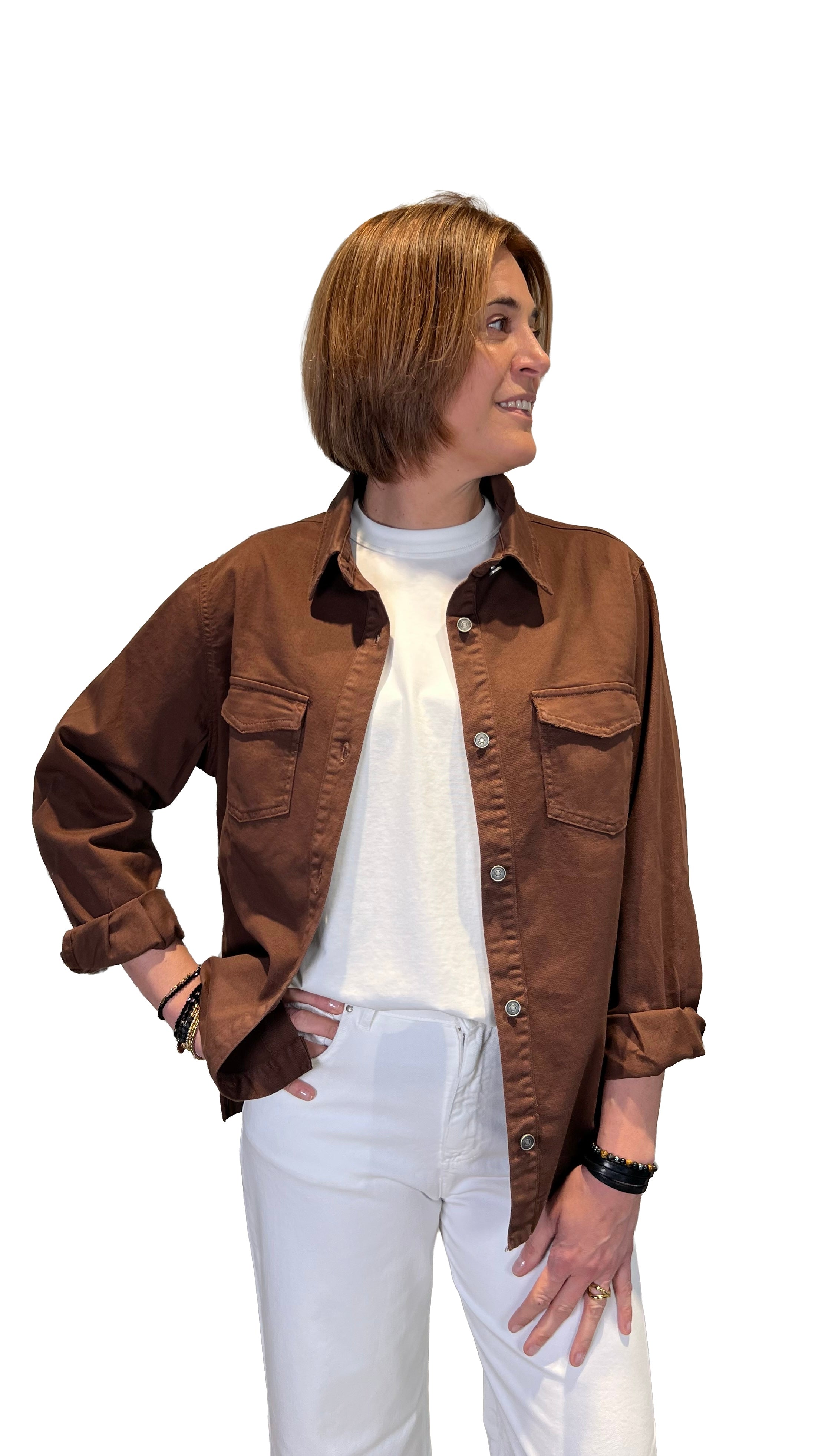 GOD SAVE DENIM - CAMICIA JEANS OVER  DEMETRA 9 CIOCCOLATO