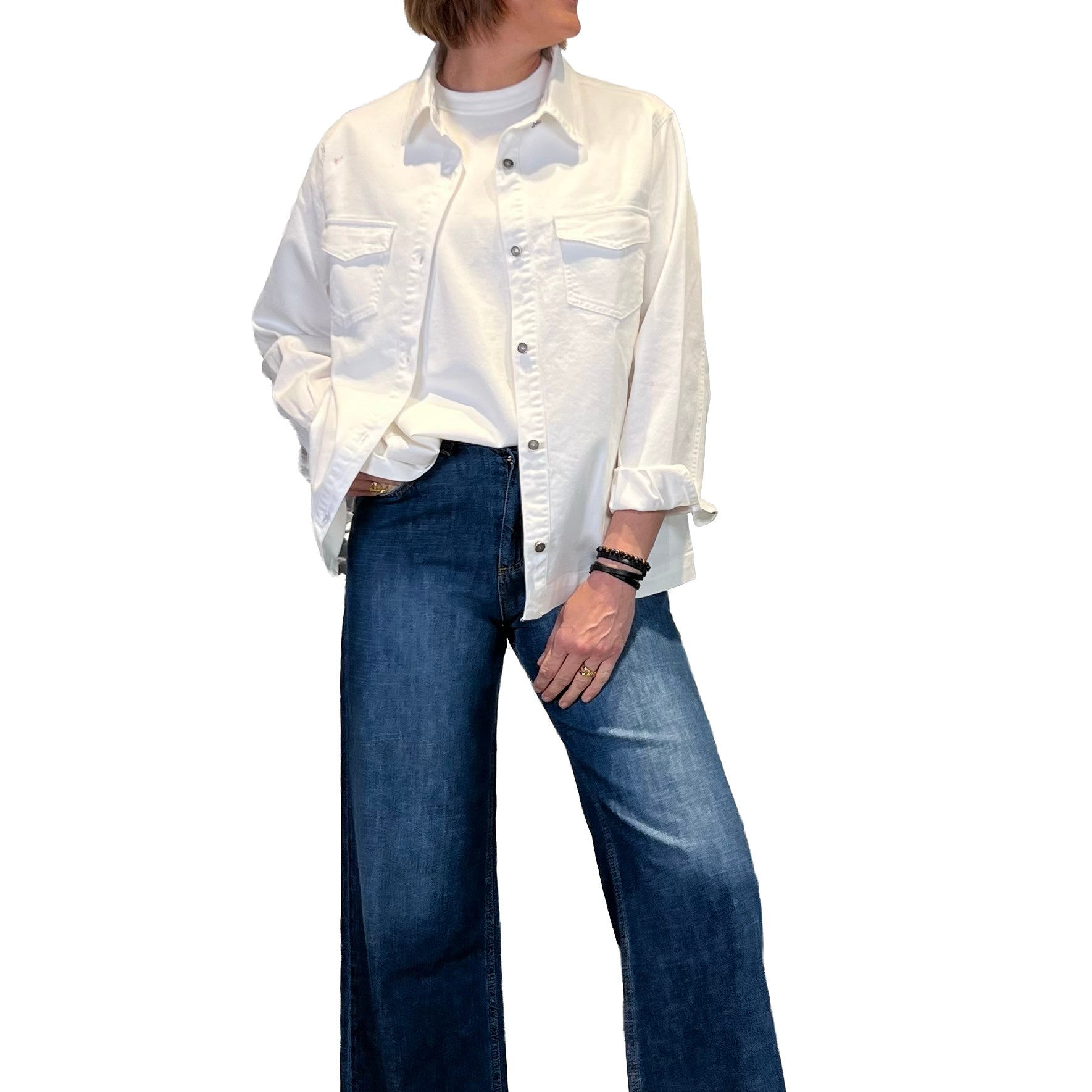 GOD SAVE DENIM - CAMICIA JEANS OVER  DEMETRA 9 WHITE