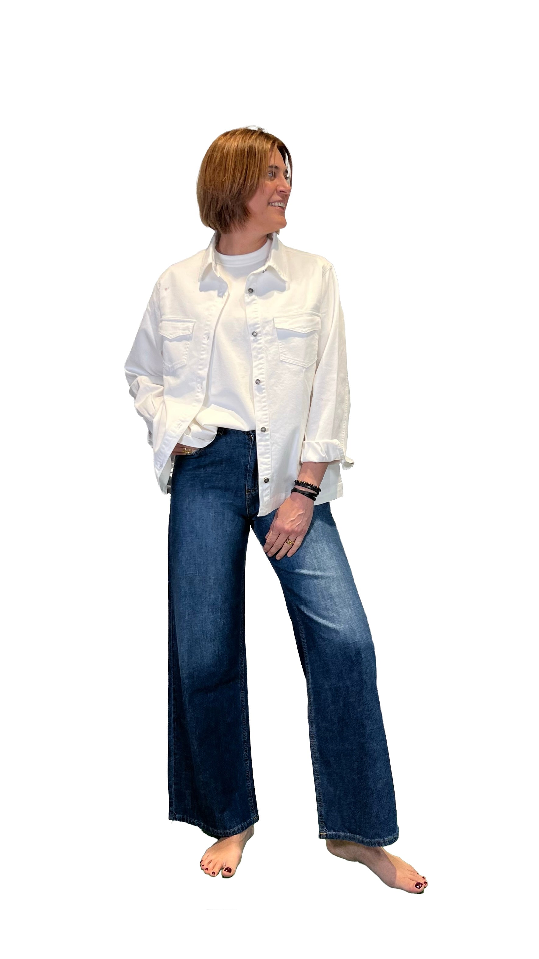 GOD SAVE DENIM - CAMICIA JEANS OVER  DEMETRA 9 WHITE