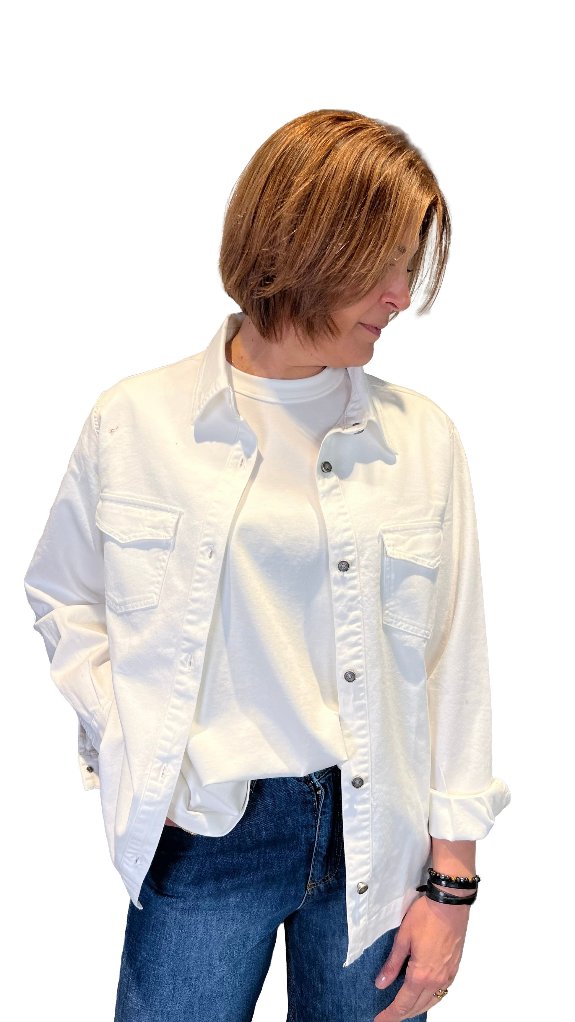 GOD SAVE DENIM - CAMICIA JEANS OVER  DEMETRA 9 WHITE