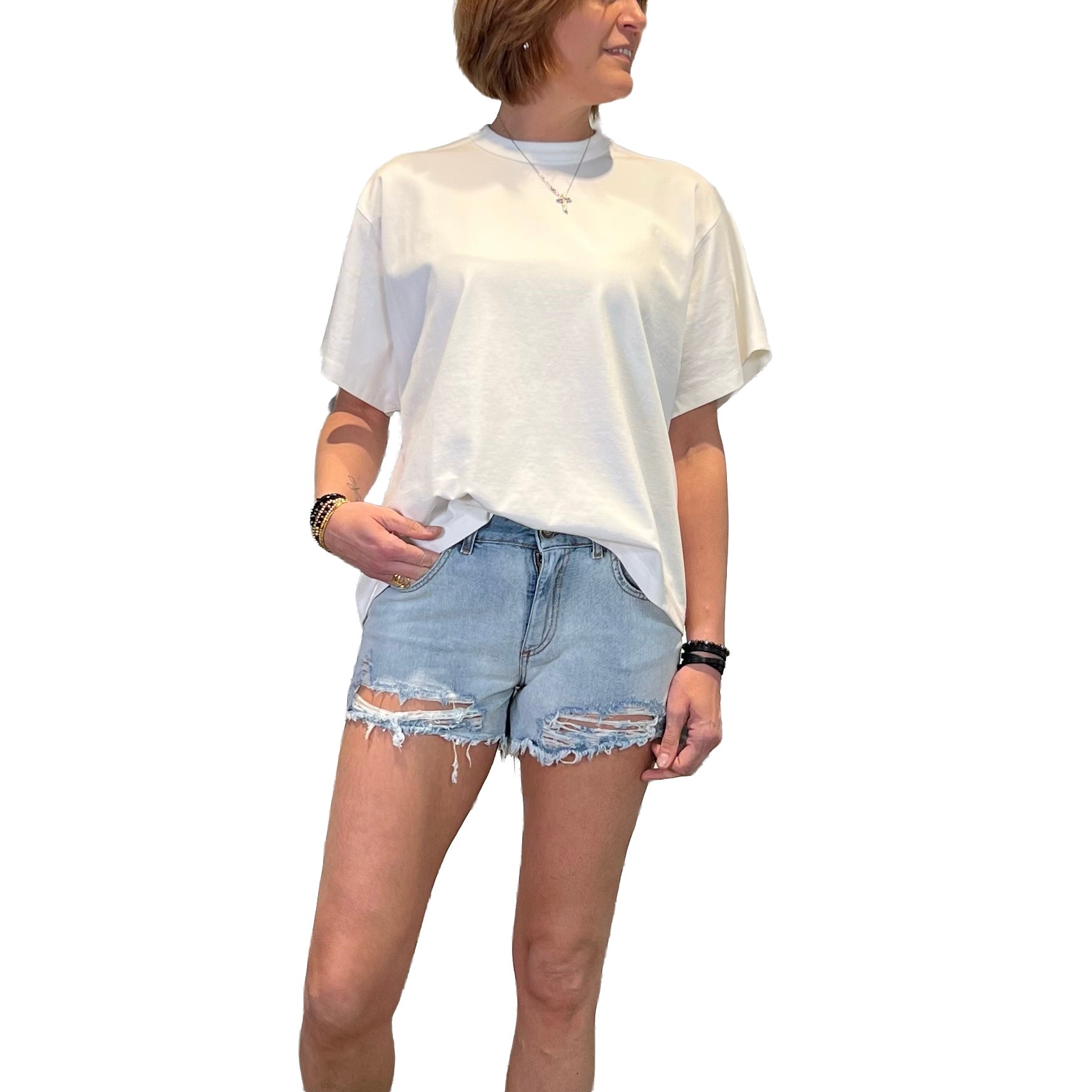 GOD SAVE DENIM - JEANS SHORT ARES 2 SFRANGIATO
