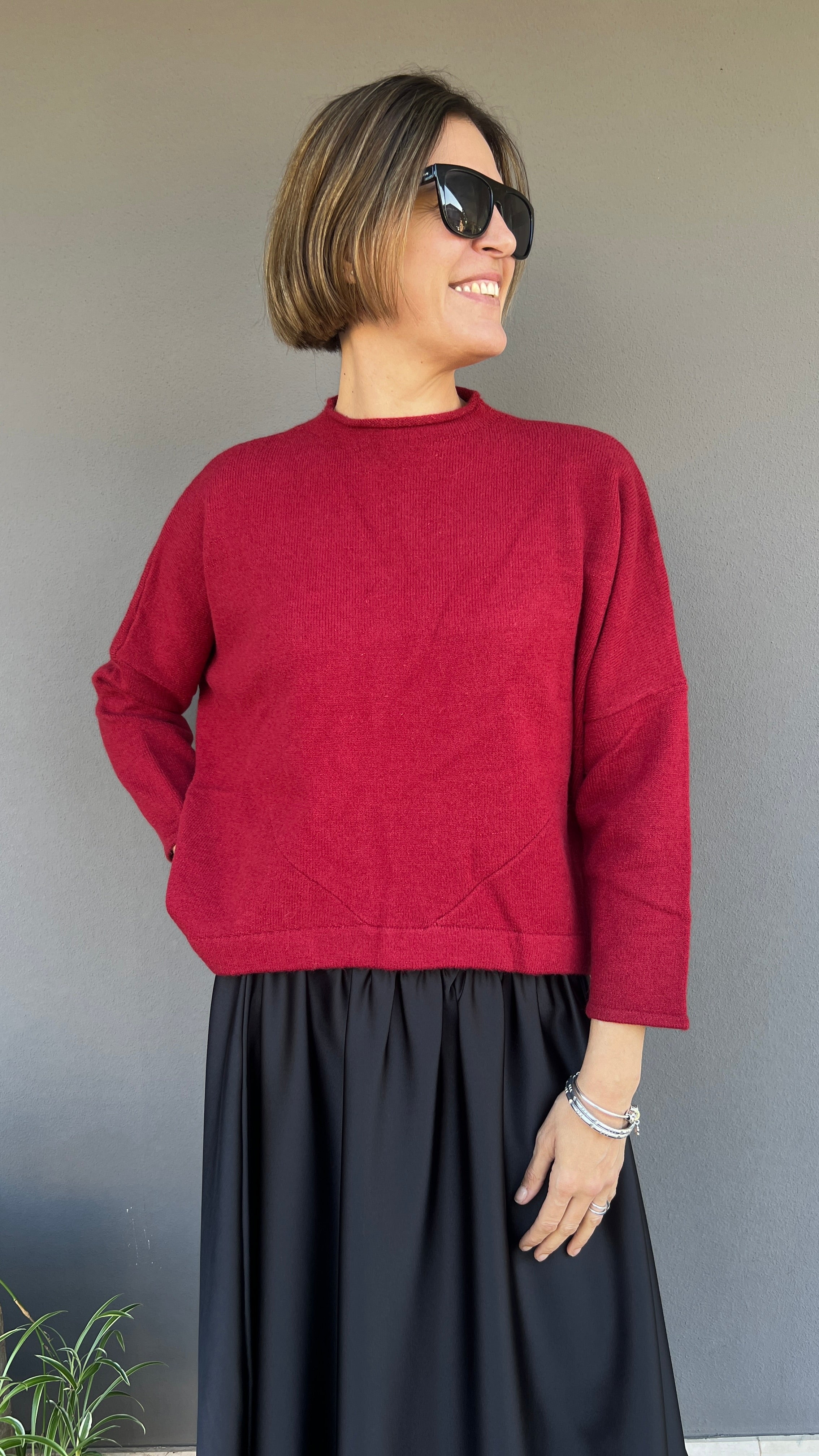 GOA GOA - MAGLIA GIROCOLLO LUREX ROSSO