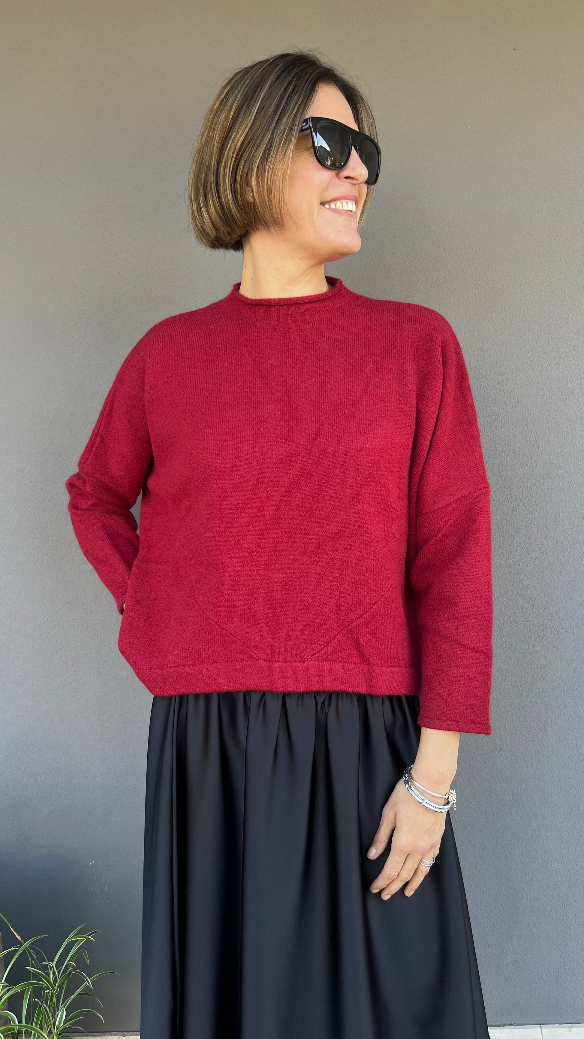 GOA GOA - MAGLIA GIROCOLLO LUREX ROSSO