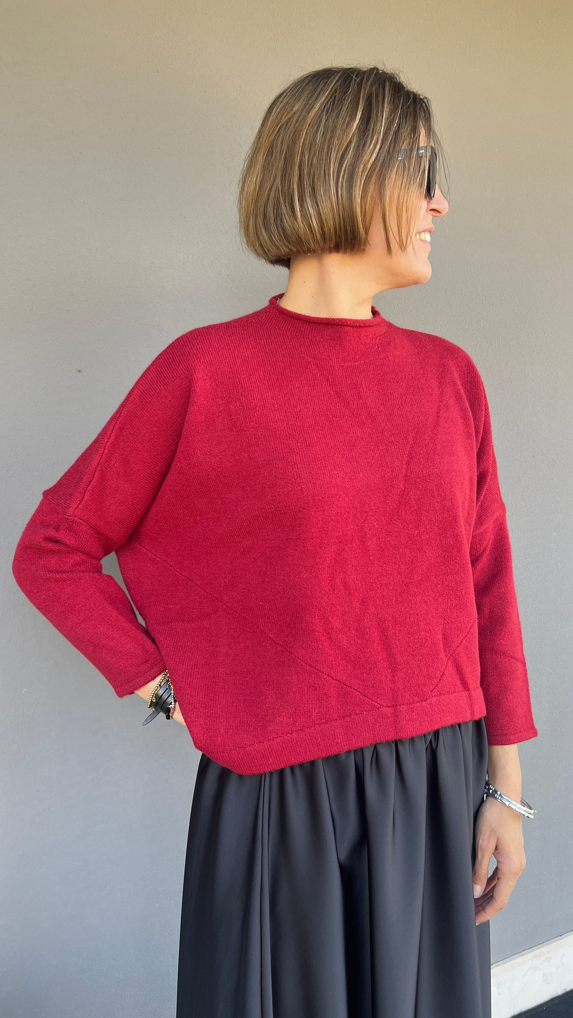 GOA GOA - MAGLIA GIROCOLLO LUREX ROSSO