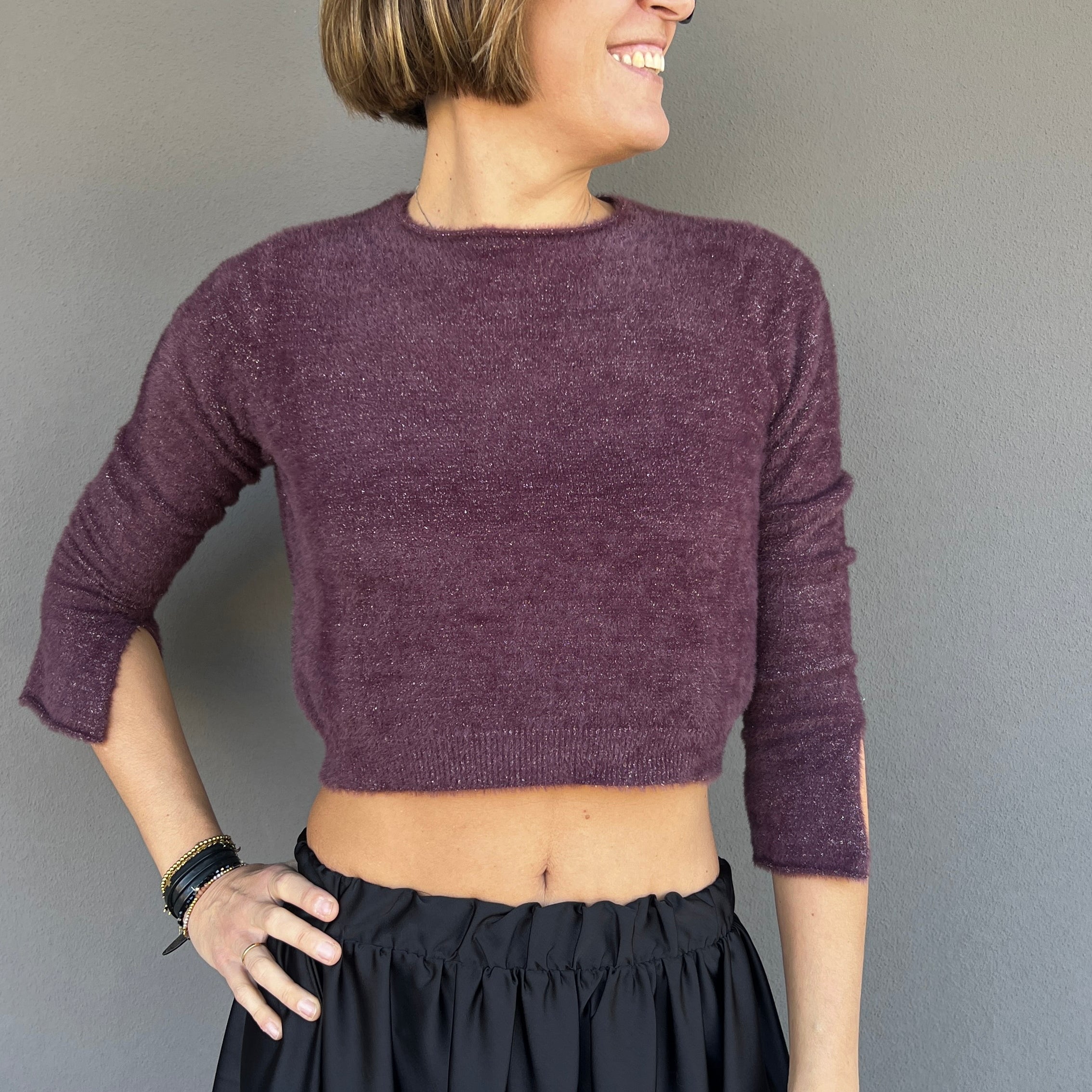 D'ELLE - MAGLIA CROPPED MOSTO