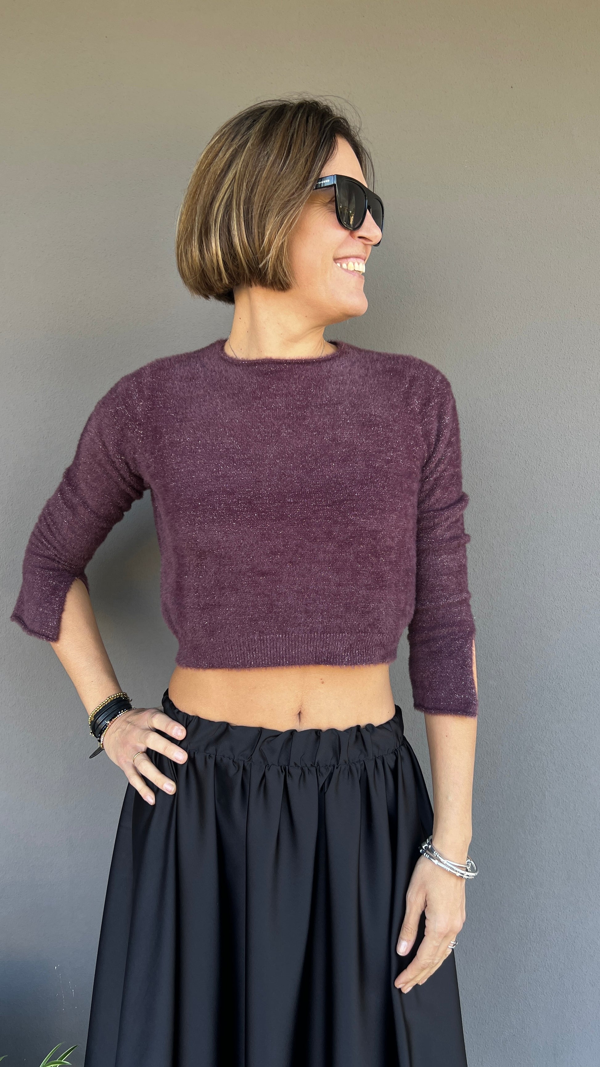 D'ELLE - MAGLIA CROPPED MOSTO