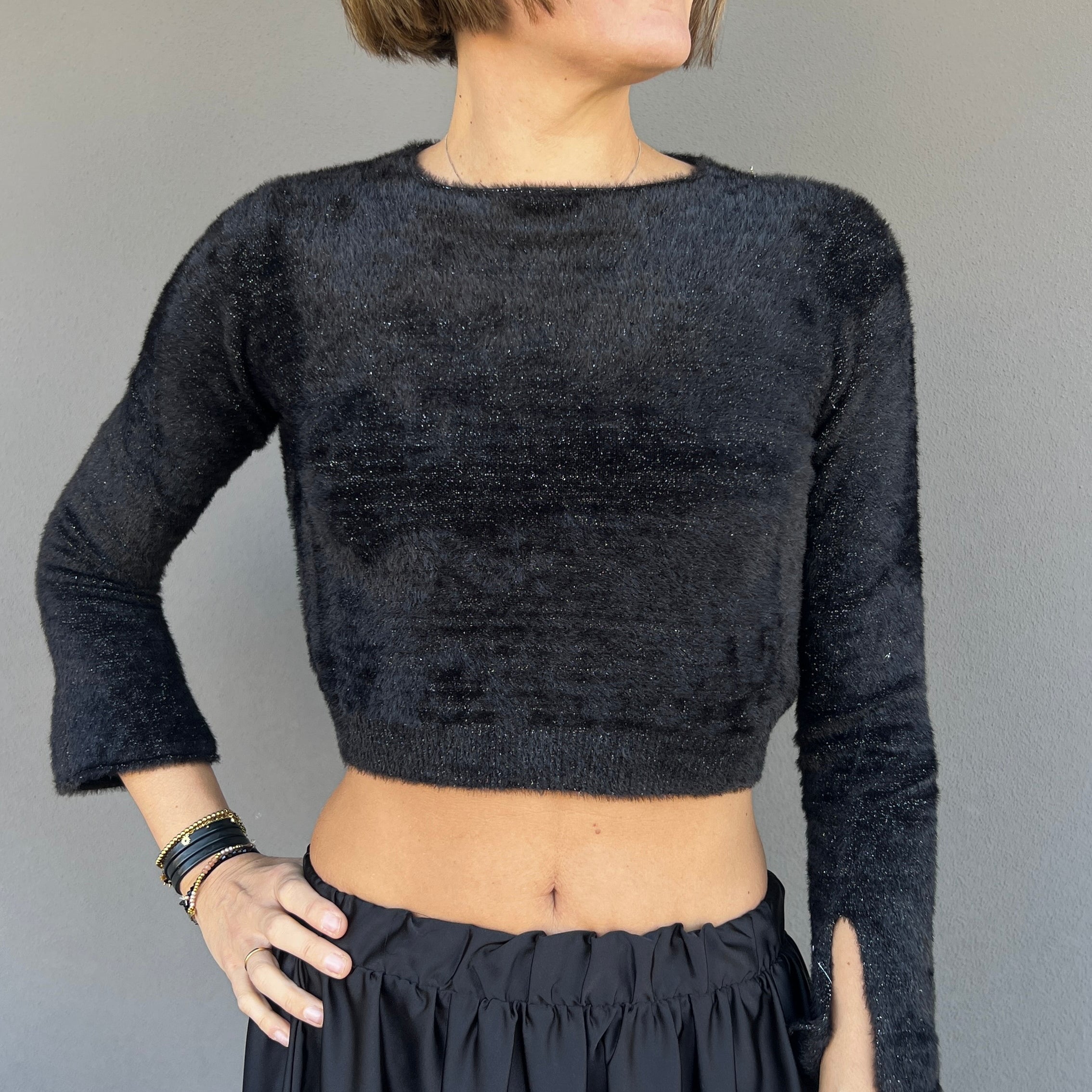 D'ELLE - MAGLIA CROPPED BLACK