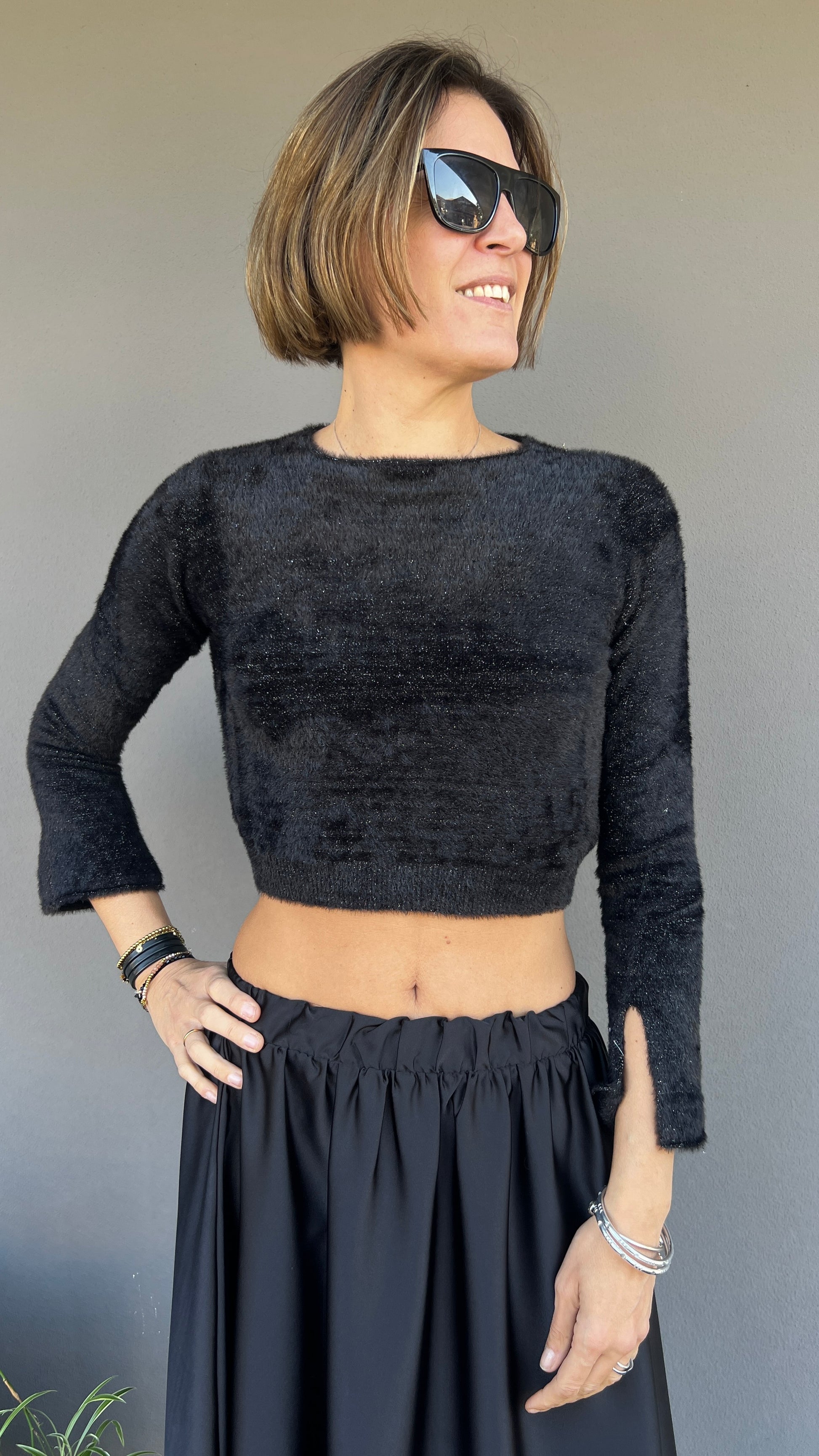 D'ELLE - MAGLIA CROPPED BLACK