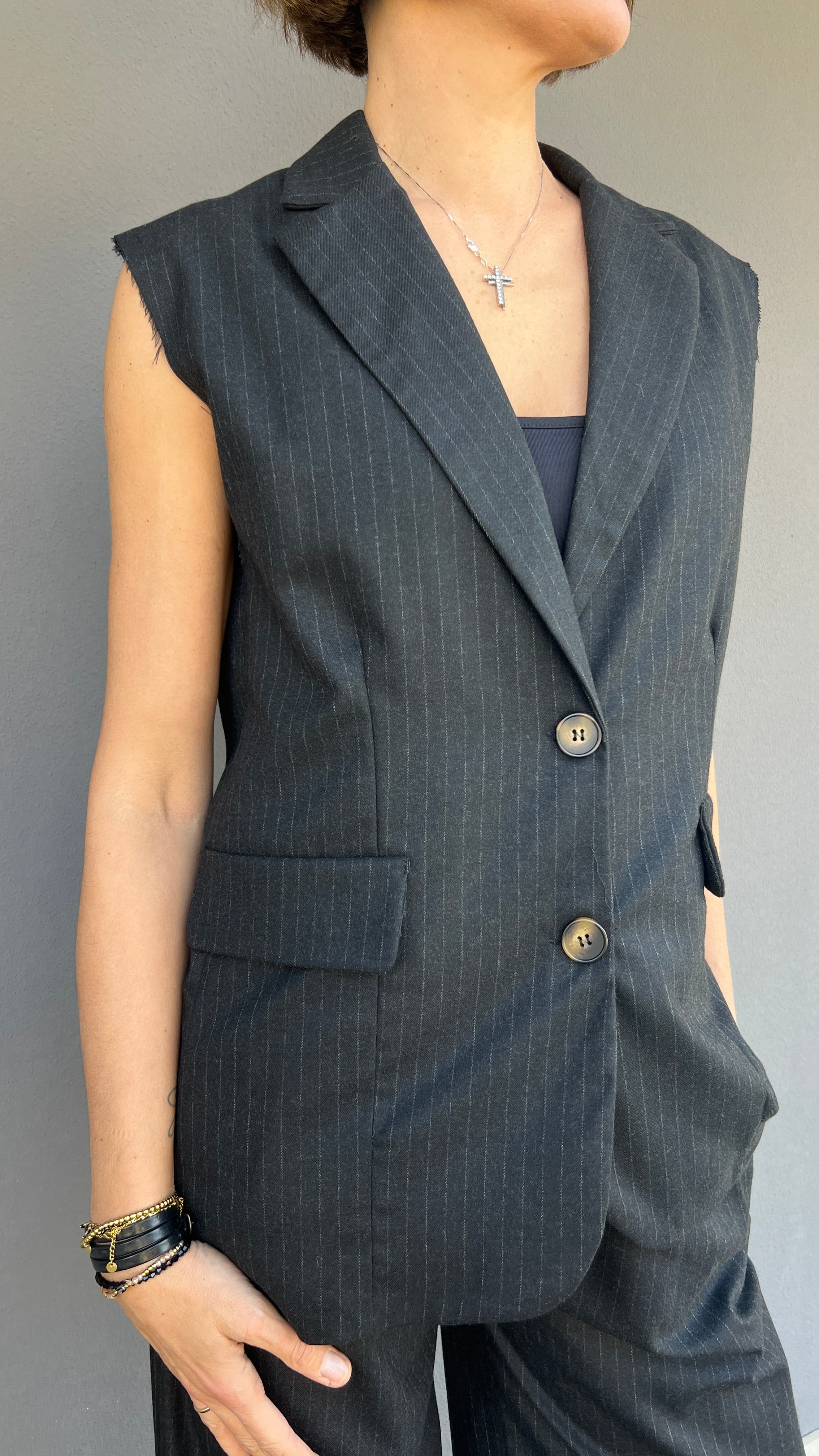 D'ELLE - GILET GESSATO OVER