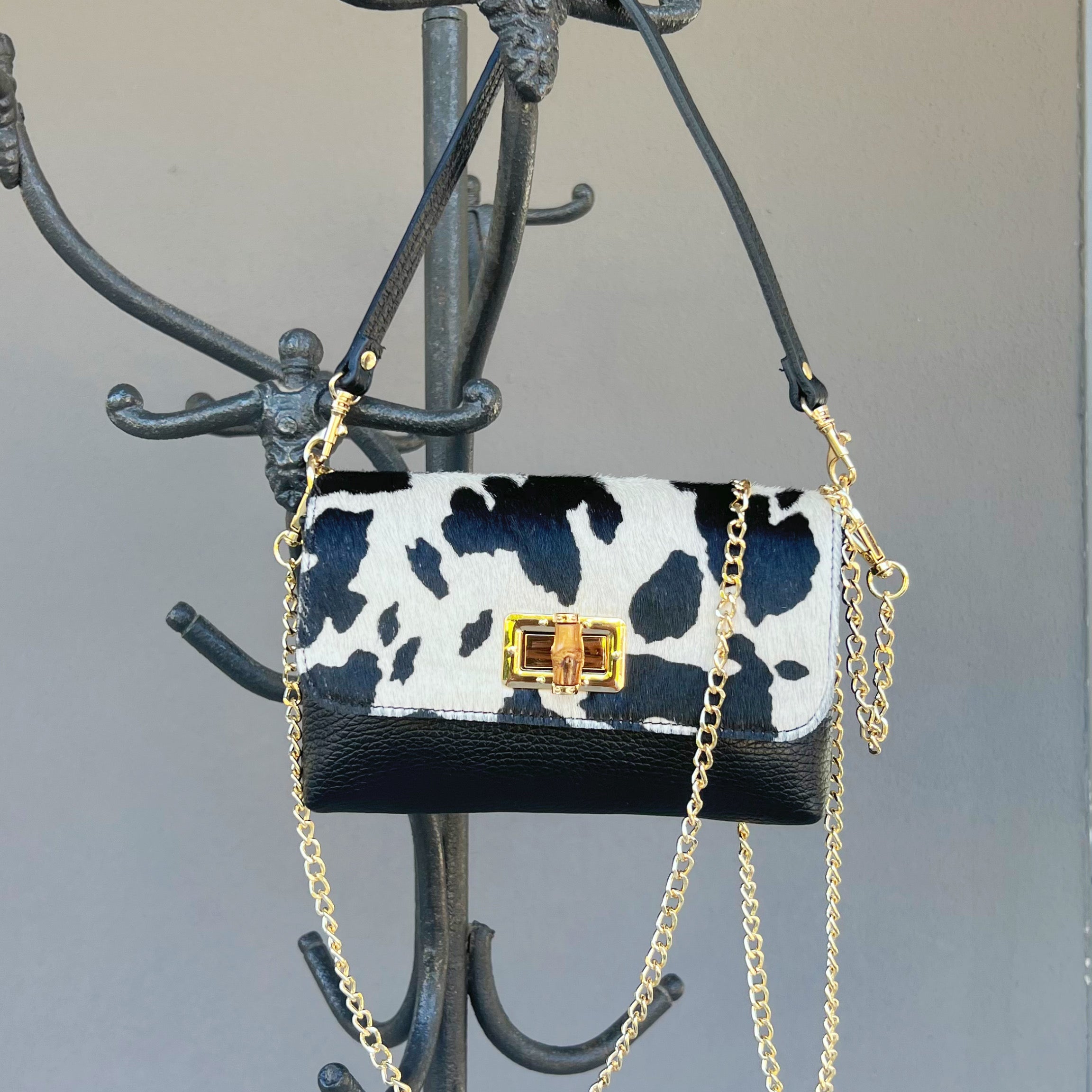 POLO SHOES BAGS - BAG ANNA ANIMALIER COW WHITE 4