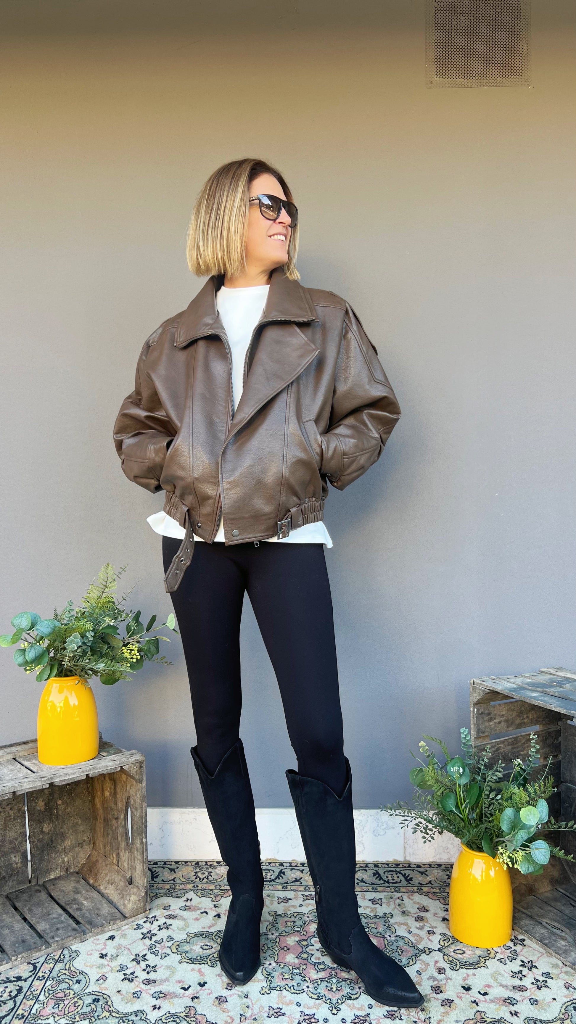 ELEH - CHIODO ECOPELLE GRIGIO FANGO