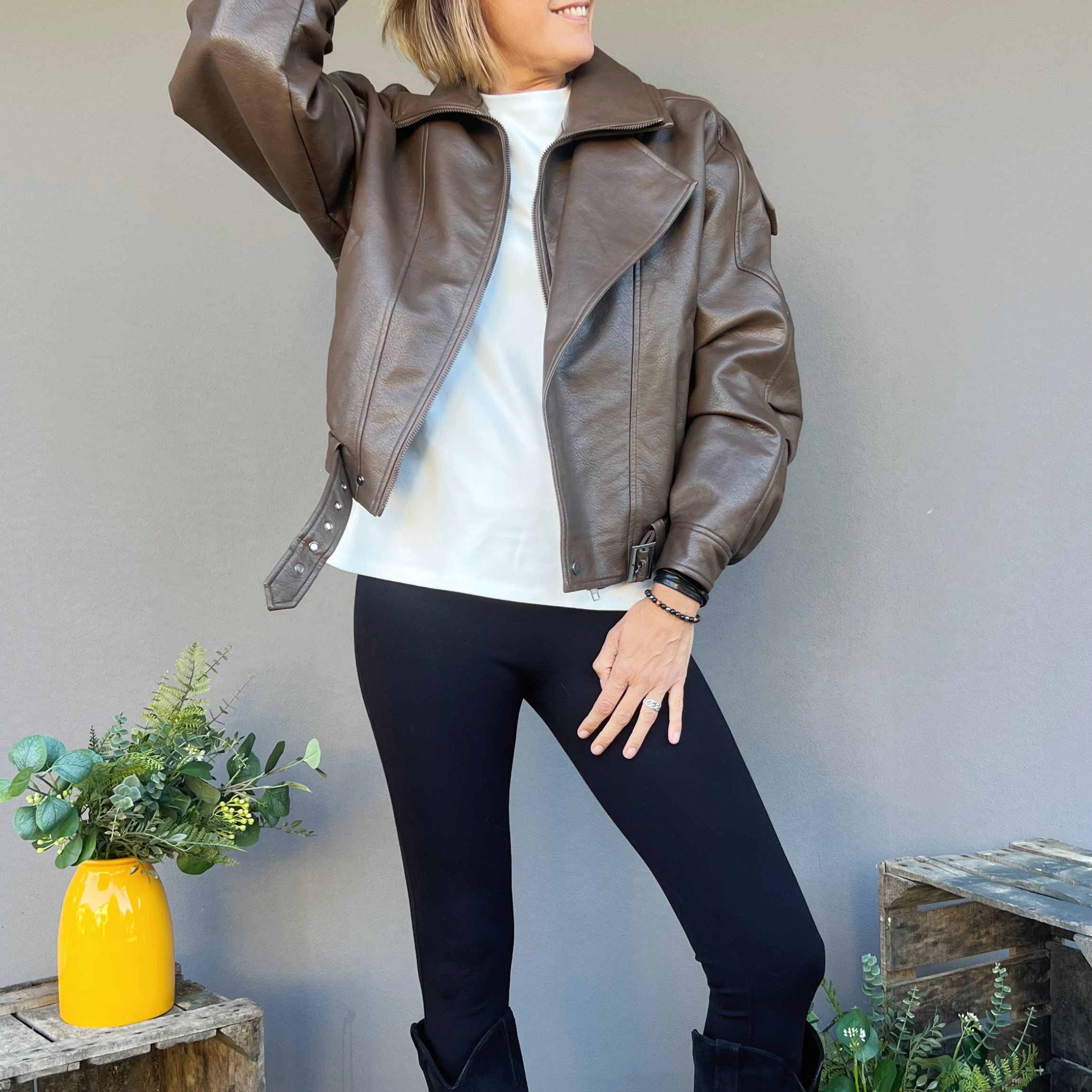 ELEH - CHIODO ECOPELLE GRIGIO FANGO