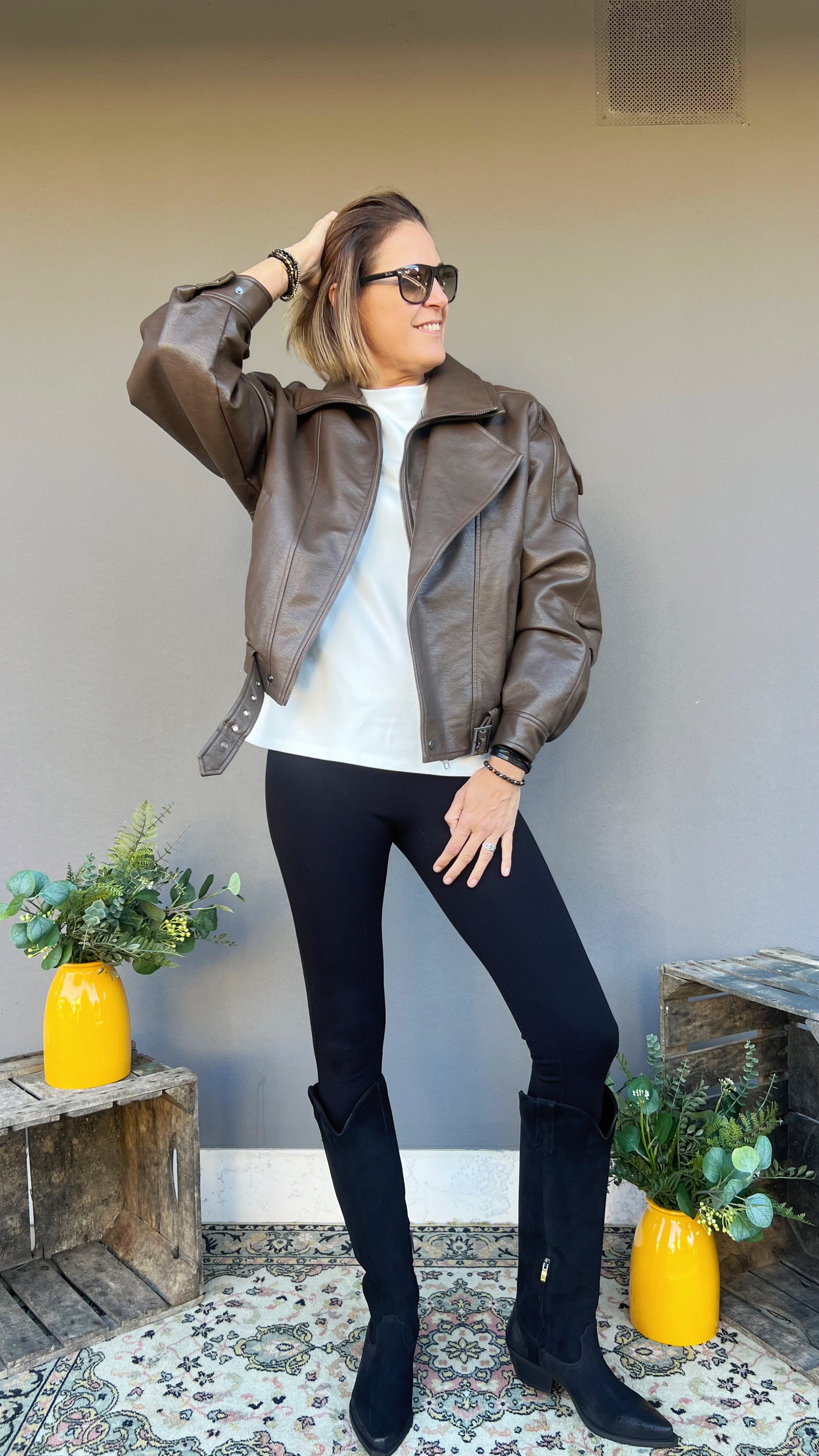 ELEH - CHIODO ECOPELLE GRIGIO FANGO